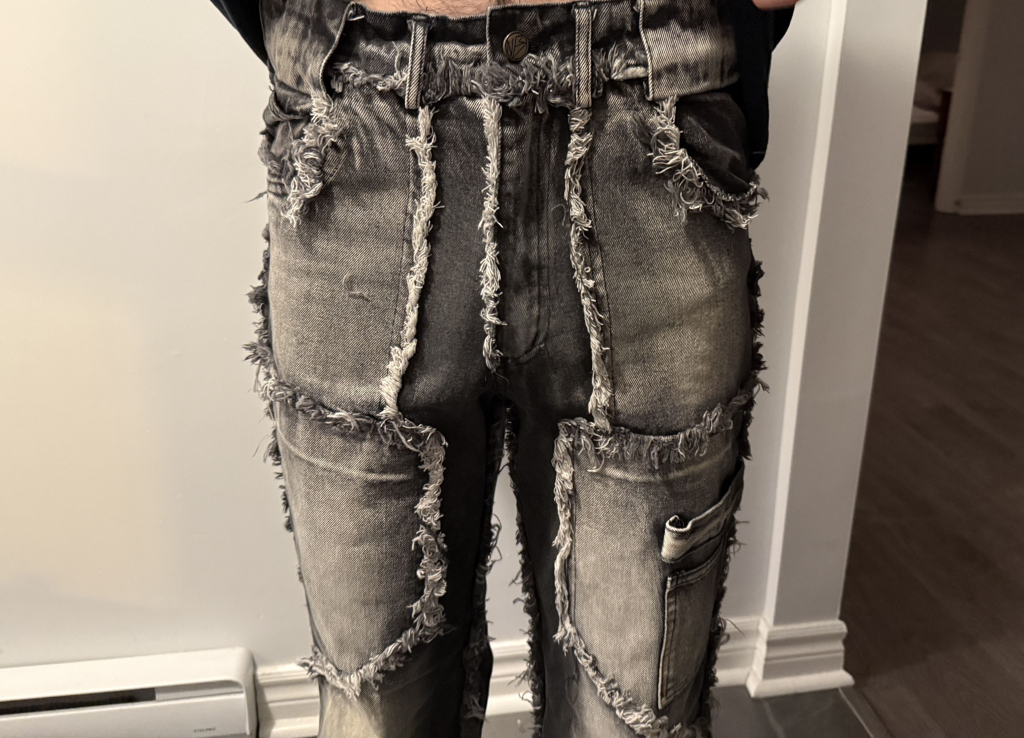 No Faith Studios No Faith Studios Distressed Panel Denim – Grey – Size S Size US 31 - 4 Thumbnail