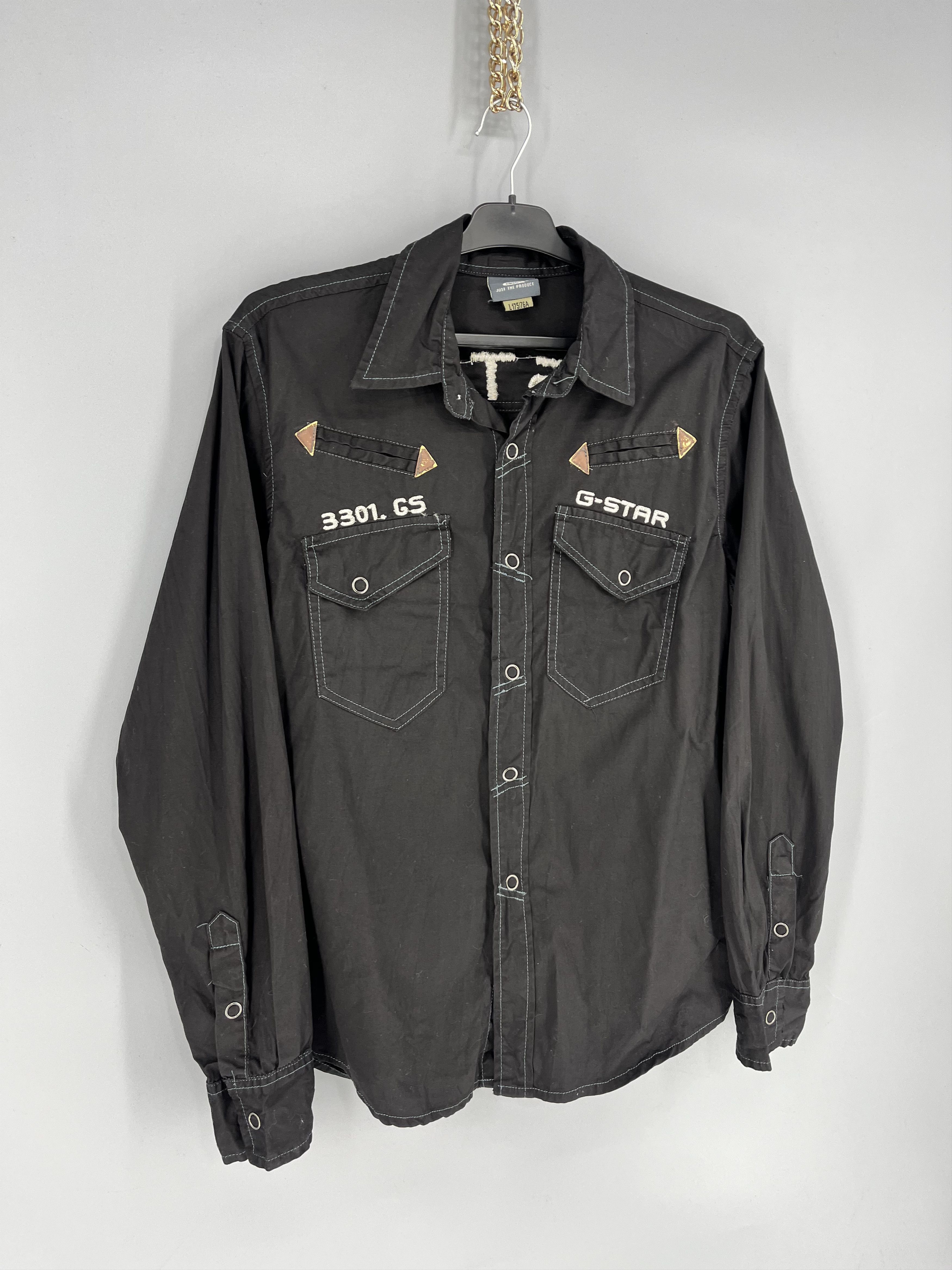 G-Star Vintage Y2K G Star Raw Men’s Black Shirt With Big Logo Size US L / EU 52-54 / 3 - 2 Thumbnail