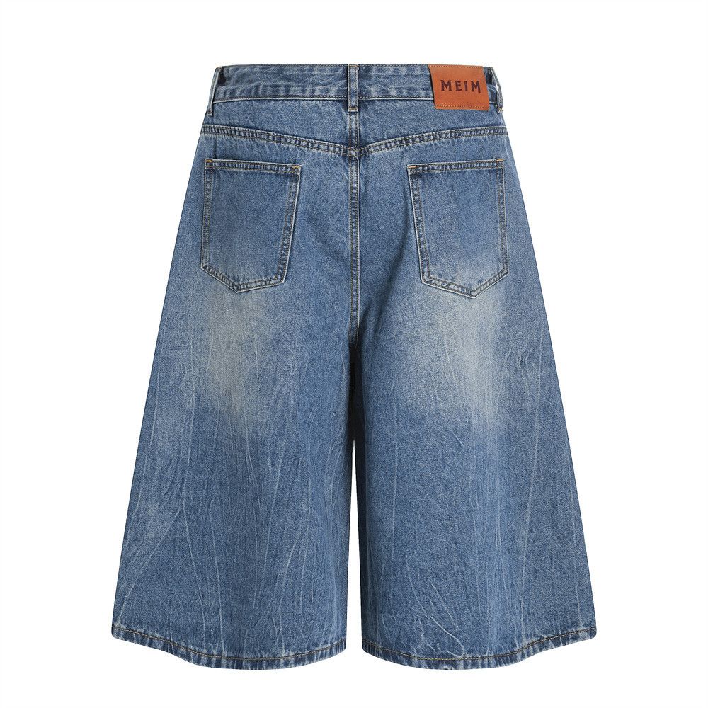 Japanese Brand × Jean Men's casual loose washed lightning pattern denim shorts Size US 32 / EU 48 - 3 Thumbnail