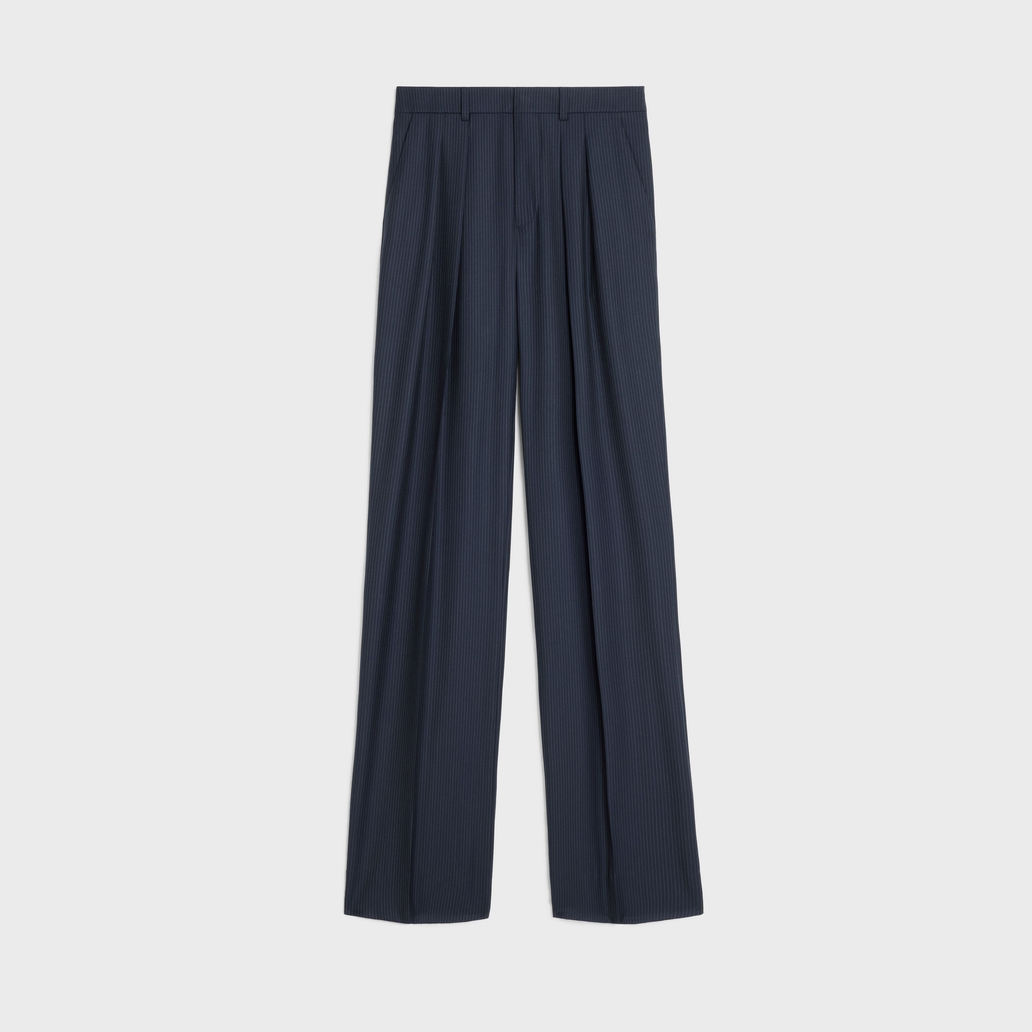 Celine double-pleated tixie pants in striped wool Size 30" / US 8 / IT 44 - 1 Thumbnail