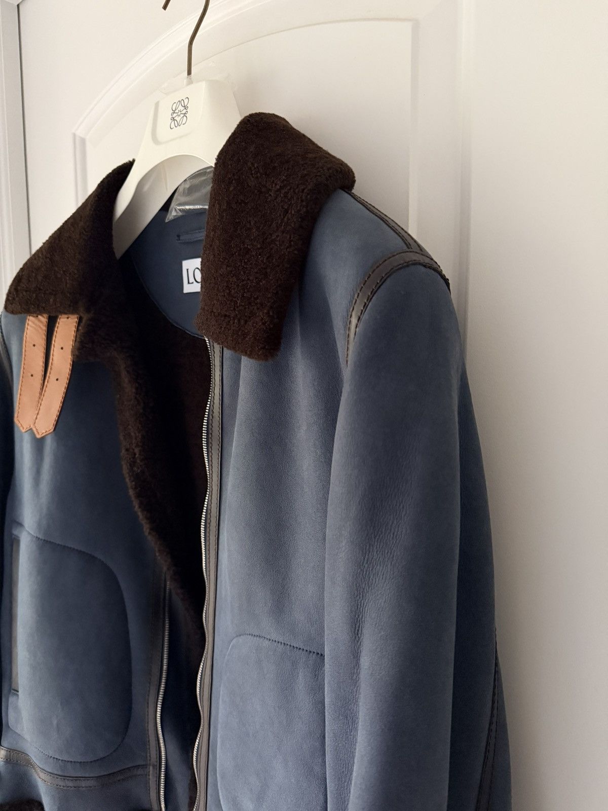 Loewe Loewe Blue Leather Brown Shearling Jacket Size US L / EU 52-54 / 3 - 5 Thumbnail