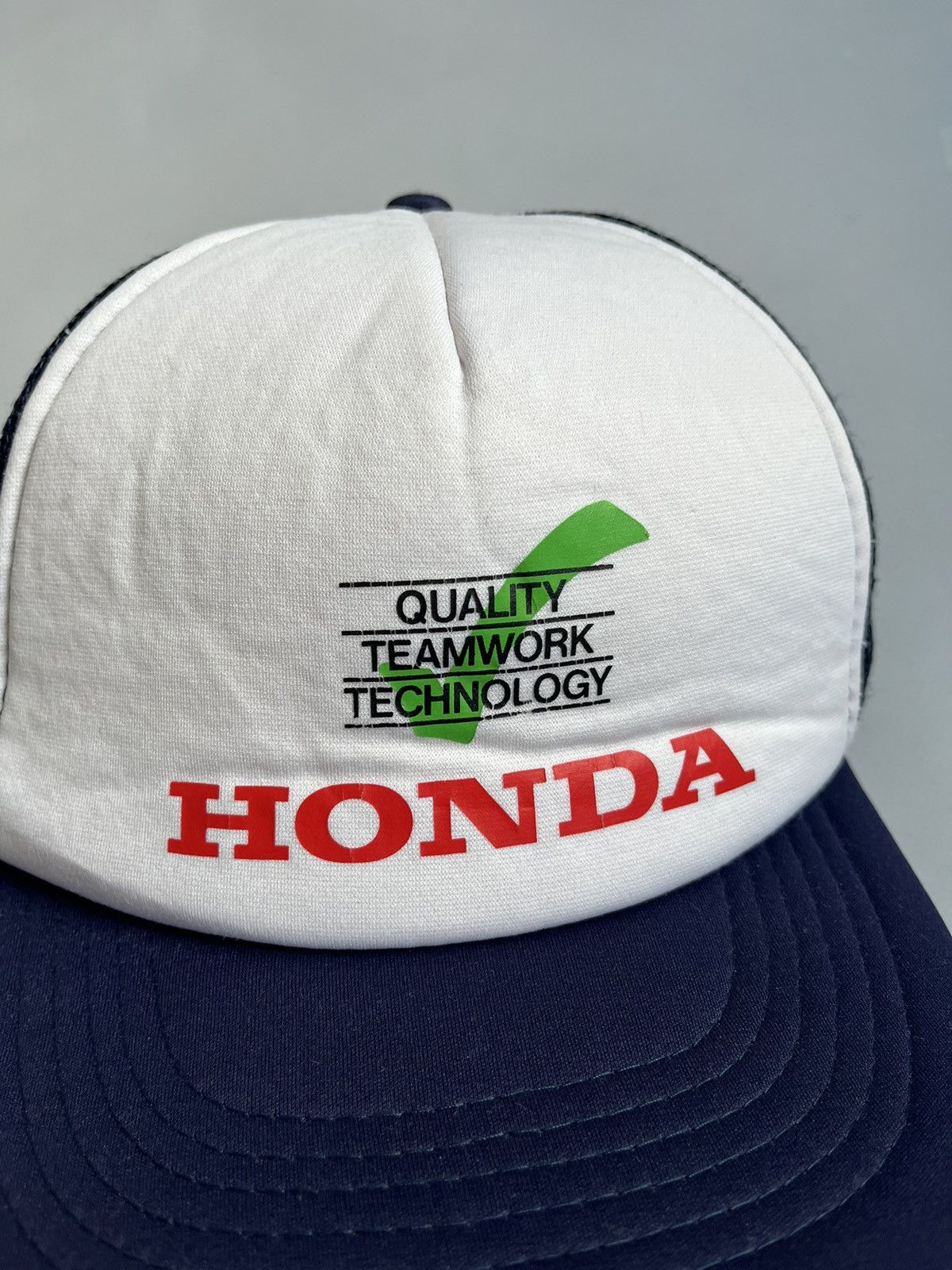 Honda Vintage 90s HONDA Polyester Blue White Trucker Cap Size ONE SIZE - 3 Thumbnail