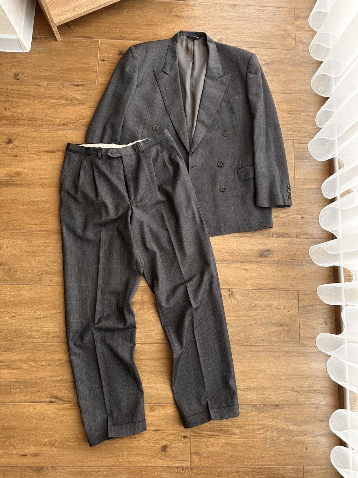 Balenciaga × Vintage Vintage Balenciaga Paris Luxury Laine Grey Formal Suit Size 40L - 8 Thumbnail