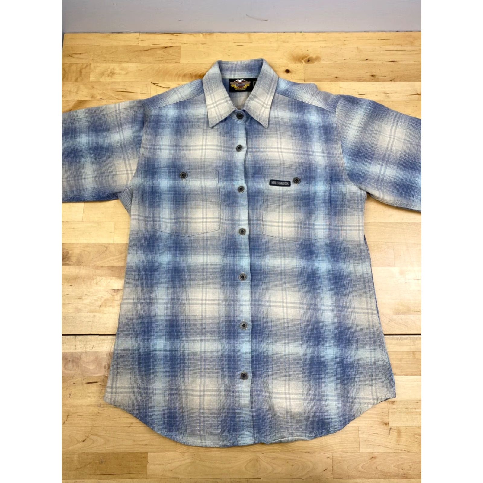 Harley Davidson Harley-Davidson Shirt Womens S Blue Plaid Button-Up Long Sleeve Flannel Size S / US 4 / IT 40 - 2 Thumbnail
