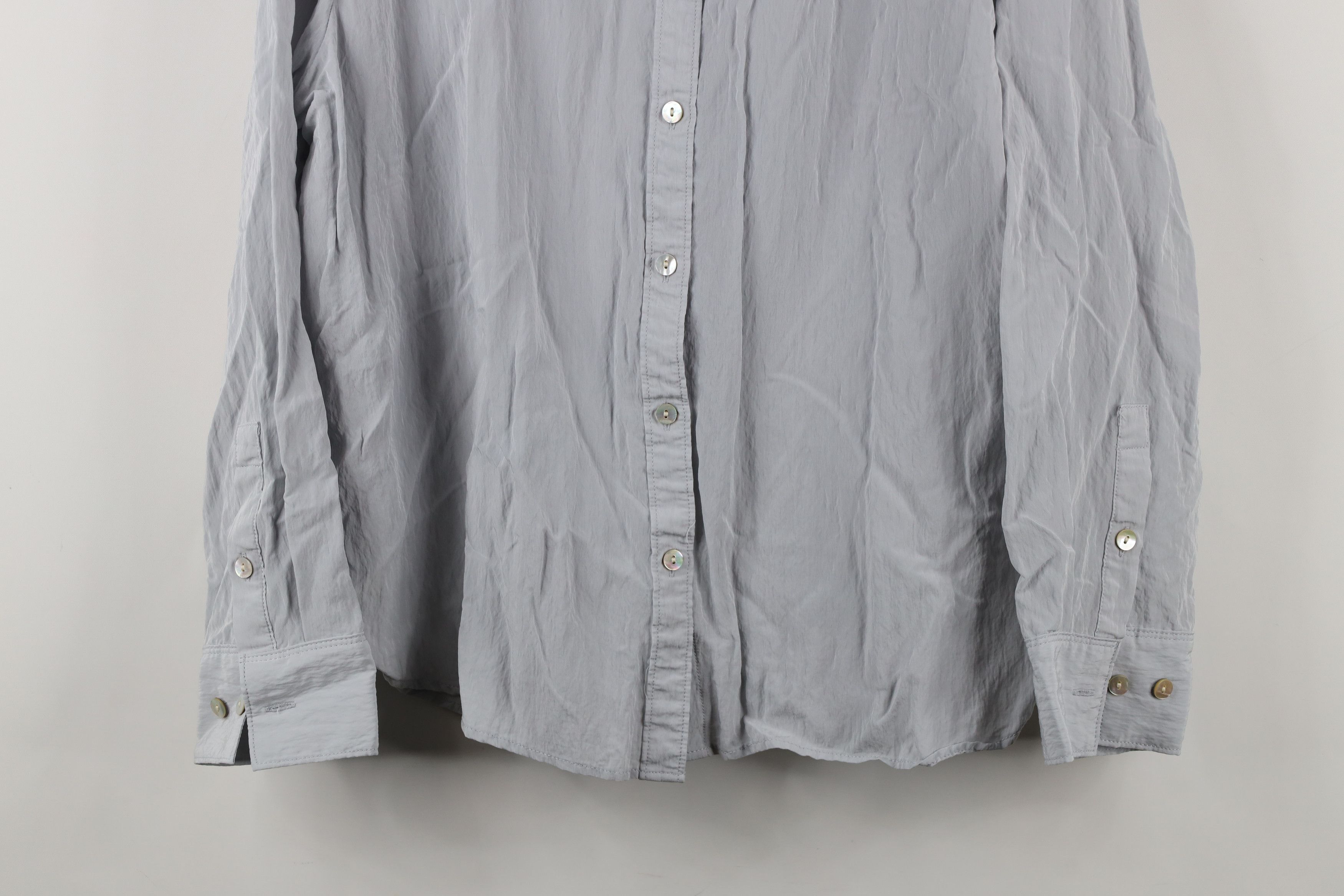 Madewell × Vintage Madewell Crinkled Long Sleeve Collared Button Up Shirt Gray Size XL / US 12-14 / IT 48-50 - 3 Thumbnail