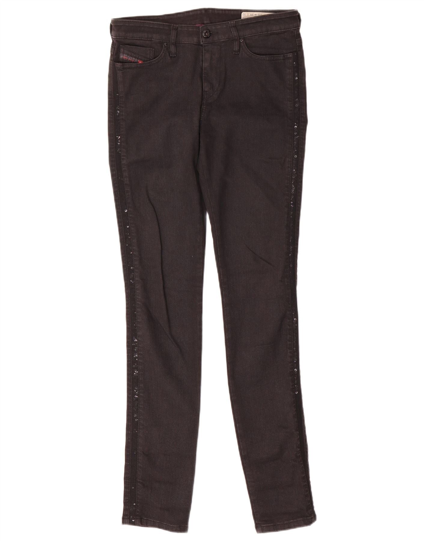 Diesel Womens Skinzee Low Waist Slim Skinny Jeans W29 L32 Black Cot Size 29" - 1 Thumbnail