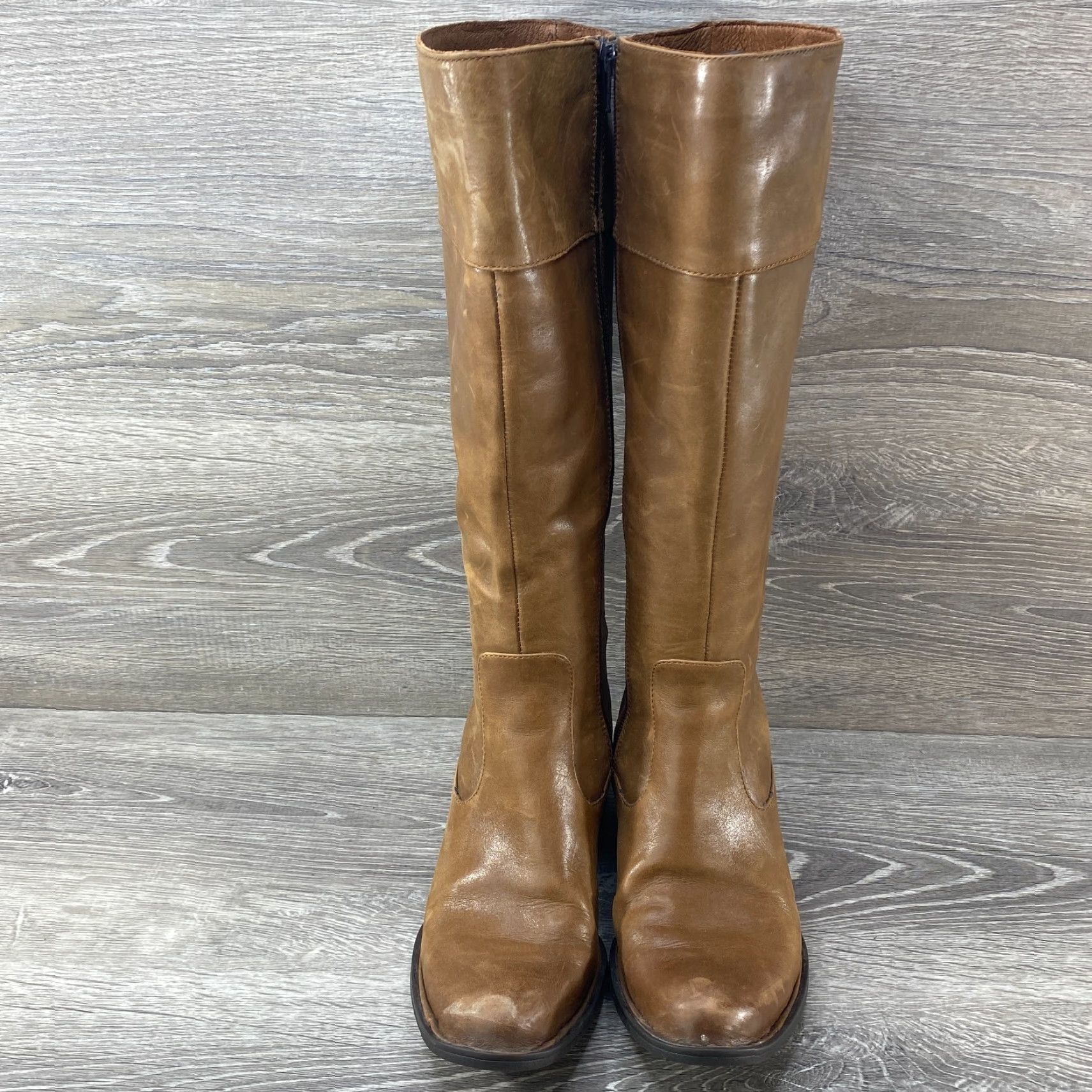 Born Born Brown Leather Knee High Pull On Tall Riding Boots Side Zipper Womens SZ 7 M Size US 7 / IT 37 - 3 Thumbnail