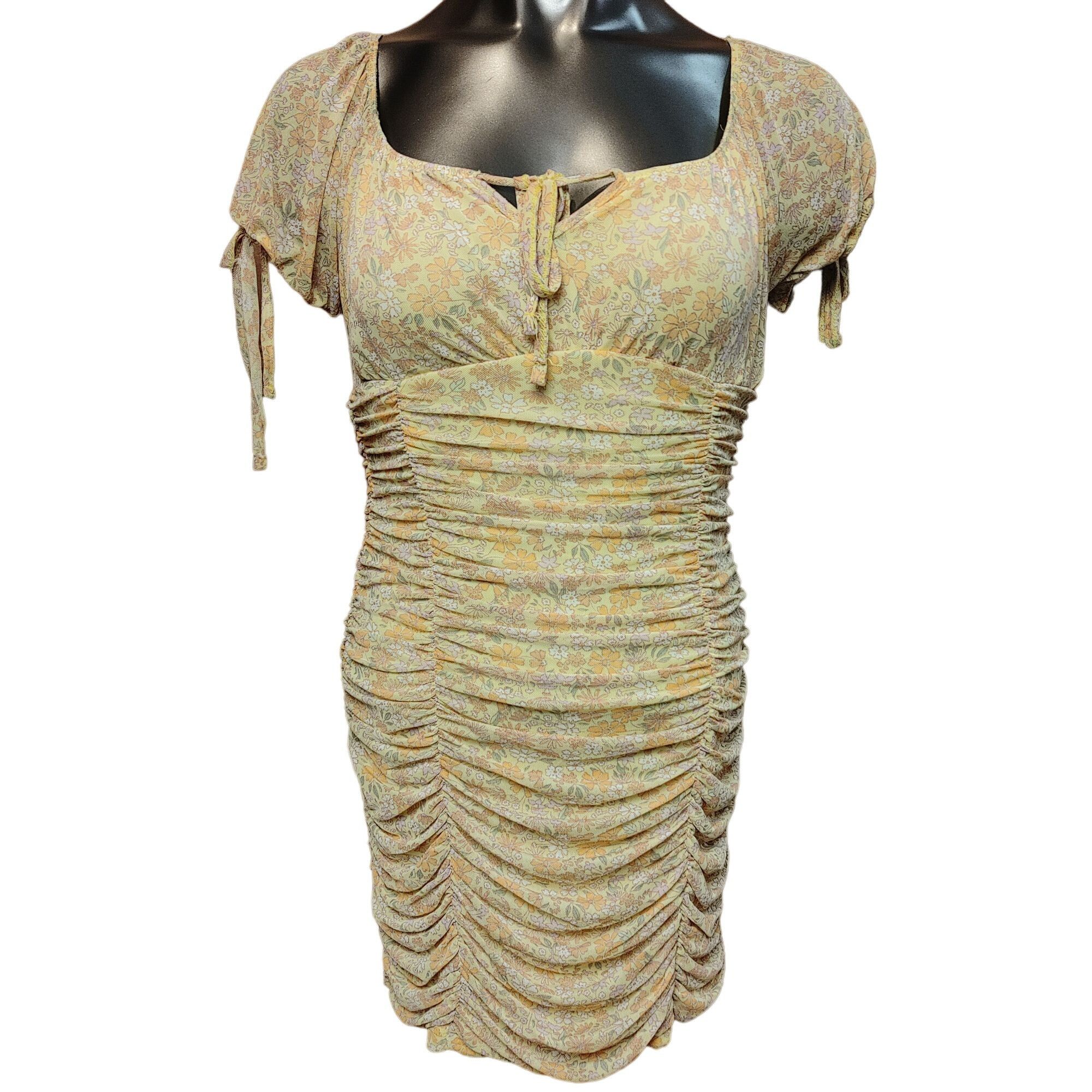 Other No Comment Women's Yellow Corset Front Smocked Short Sleeve Size L / US 10 / IT 46 - 1 Thumbnail