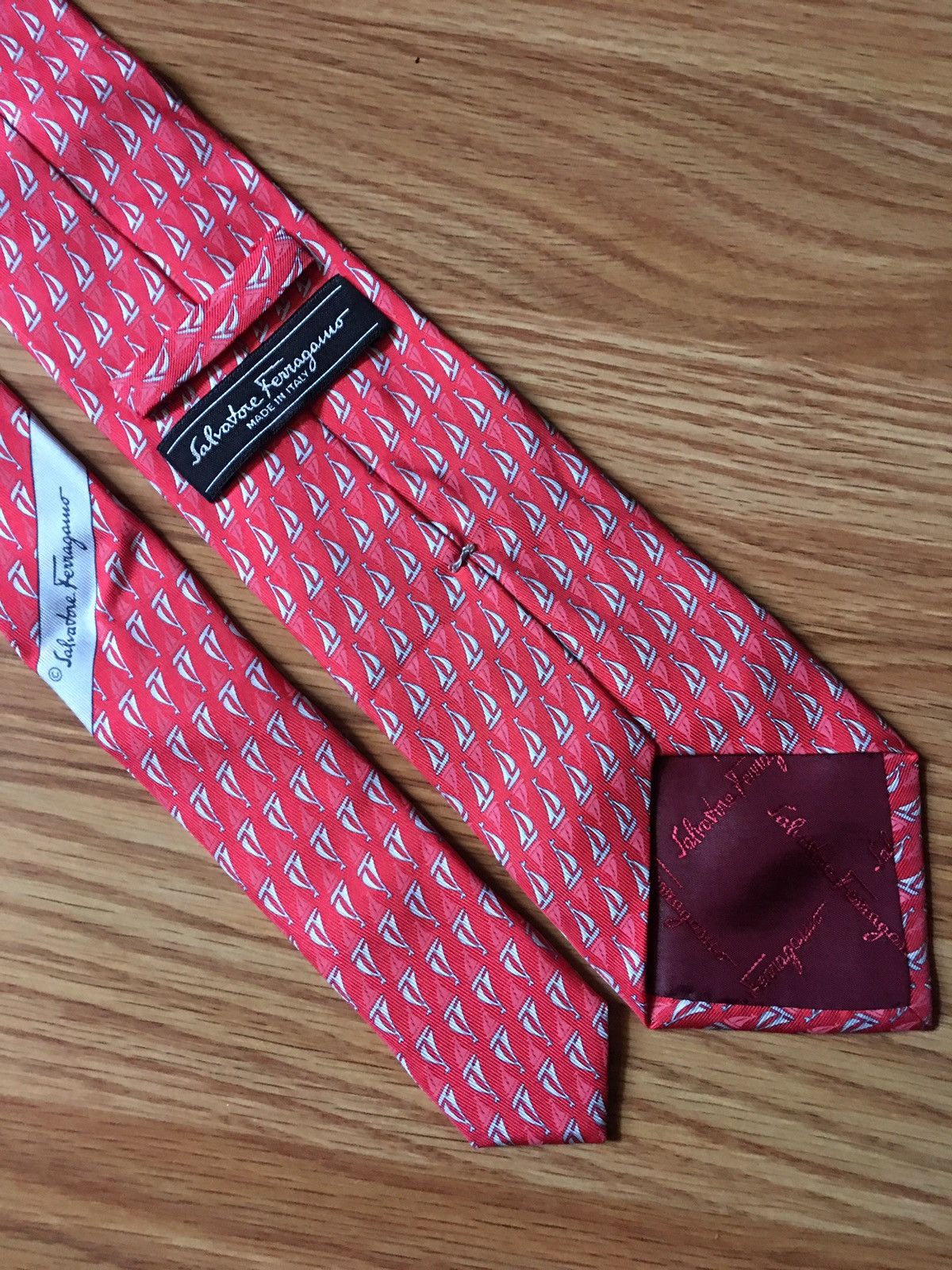 Salvatore Ferragamo Salvatore Ferragamo Ships Design Silk Mens Tie Size ONE SIZE - 3 Thumbnail