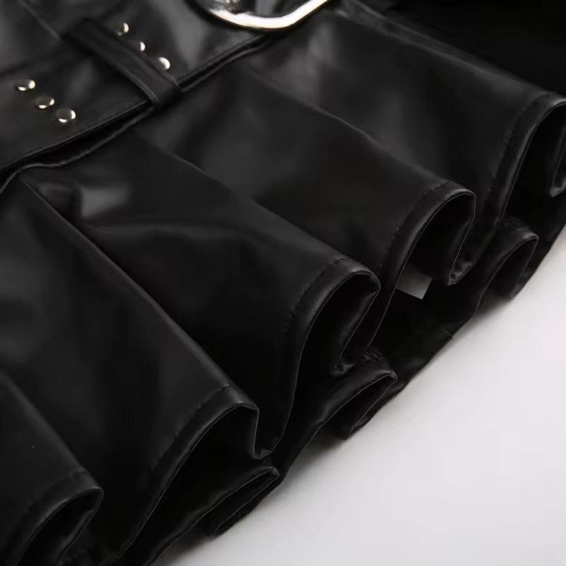 Designer PU Leather Dark Hotsweet Style Gothic Punk Skirt Size 30" / US 8 / IT 44 - 8 Thumbnail