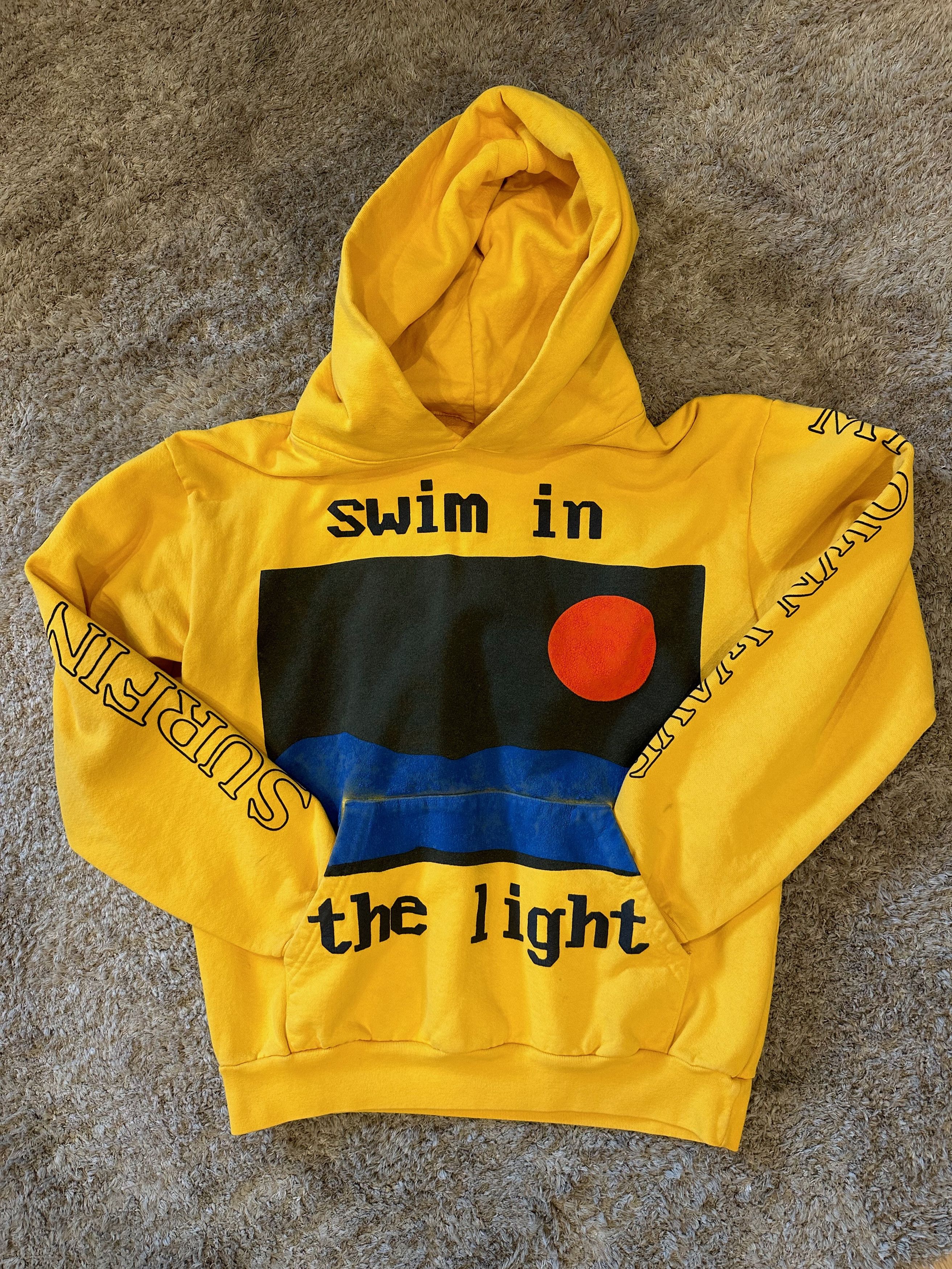 image of Kids See Ghosts 2019 Coachella Yellow Hoodie in Mustard Yellow (Size Medium)