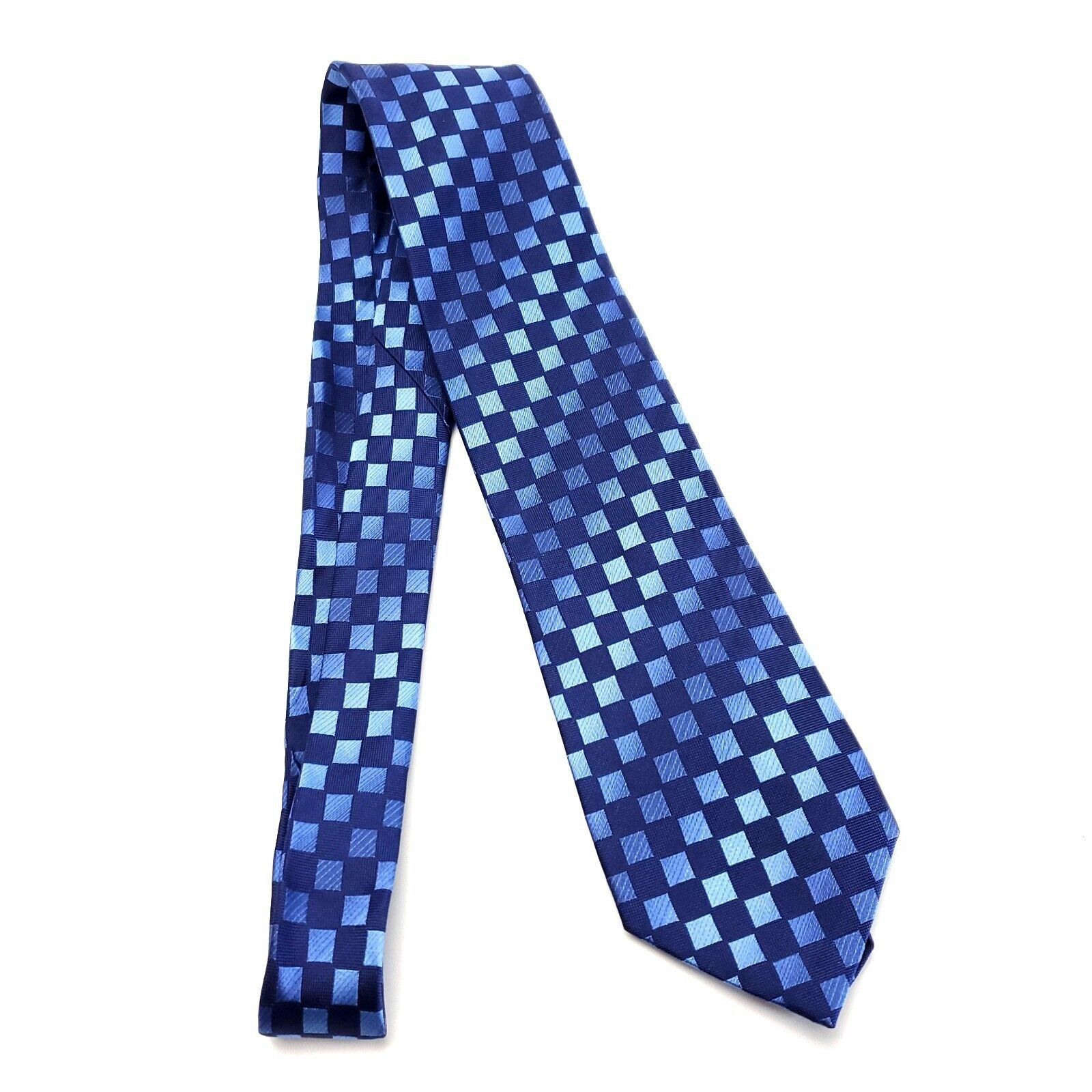 Kenneth Cole Kenneth Cole Reaction Blue Check Woven Silk Tie Size ONE SIZE - 6 Thumbnail