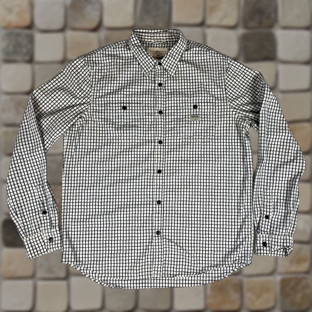Vintage DENIM & SUPPLY RALPH LAUREN Men’s Button-Up Shirt Streetwear Sz L White Navy Check Long Sleeve Collared Pockets Casual Regular Fit Cotton Size US L / EU 52-54 / 3 - 1 Thumbnail