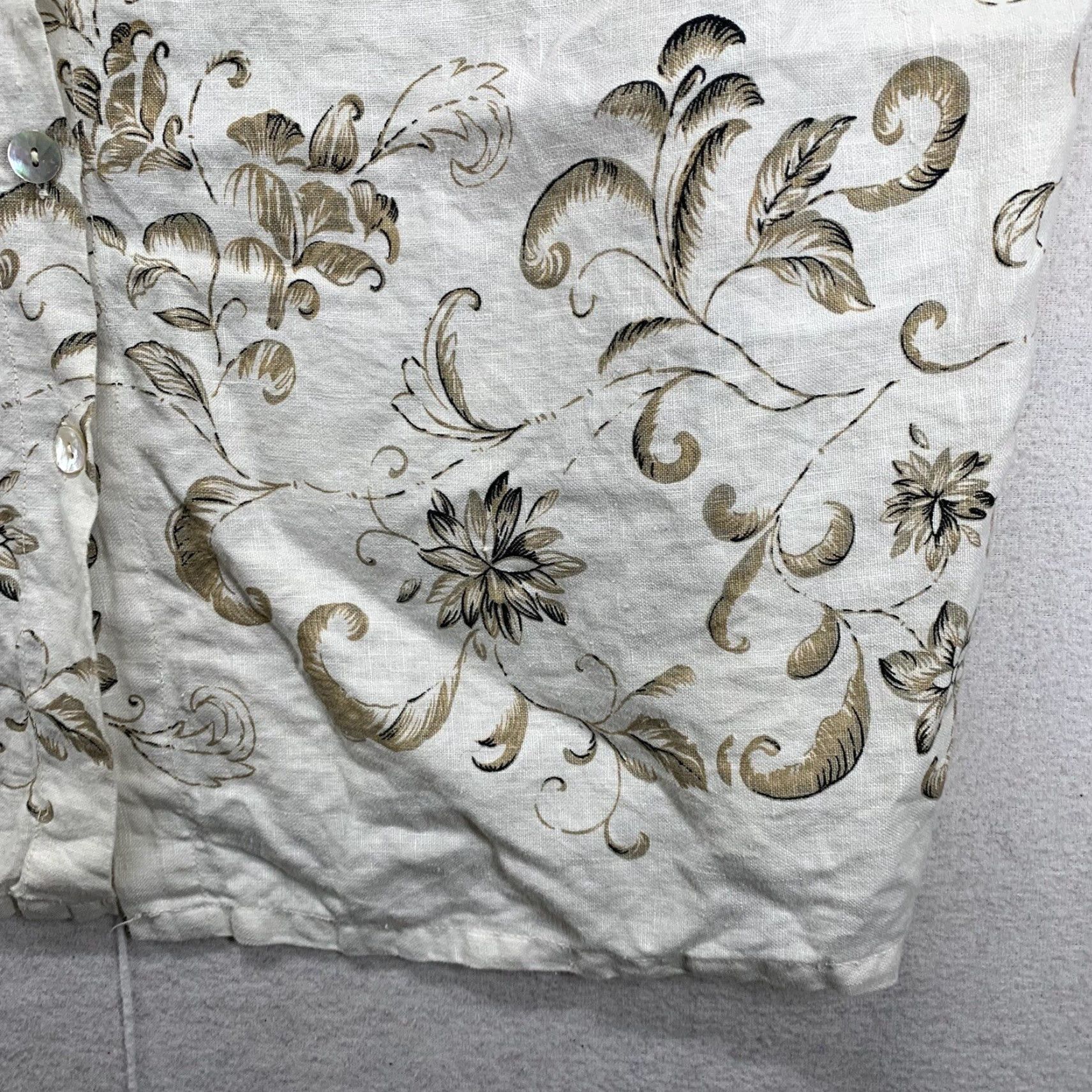 Vintage VINTAGE Outfit JPR Women’s All Linen Top Button-Up 1X Ivory Floral Paisley Pearl Button Bohemian Short Sleeve Casual Shirt Size XL / US 12-14 / IT 48-50 - 6 Thumbnail