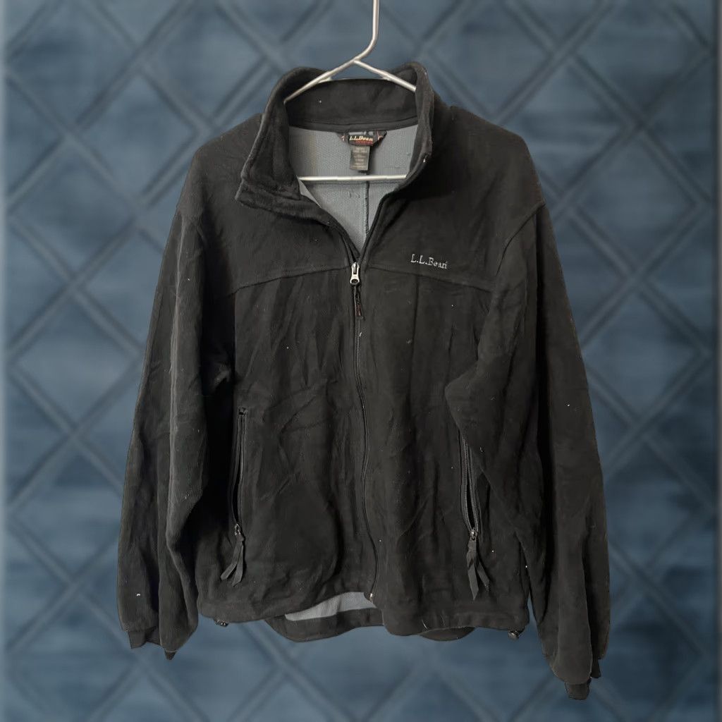 Vintage L.L. Bean Mens Jacket Regular Full Zip Black Fleece 100% Polyester 90s City Classic Dad Outdoor USA Holiday Fall Winter Spring Size US M / EU 48-50 / 2 - 1 Thumbnail