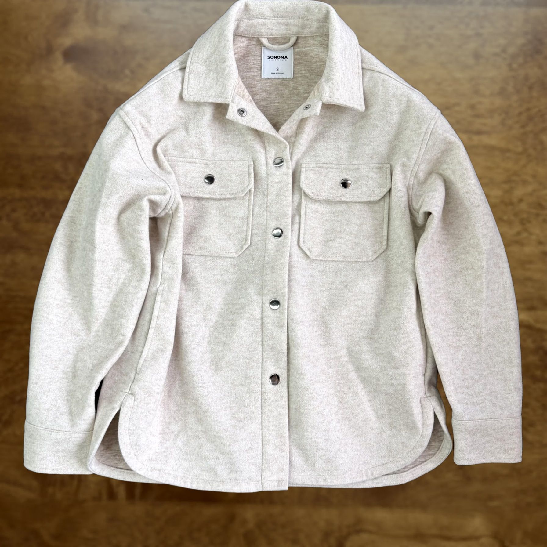 Vintage Sonoma Goods For Life Jacket Womens Small Beige Fleece Snap Shirt Bomber Casual Size S / US 4 / IT 40 - 1 Thumbnail