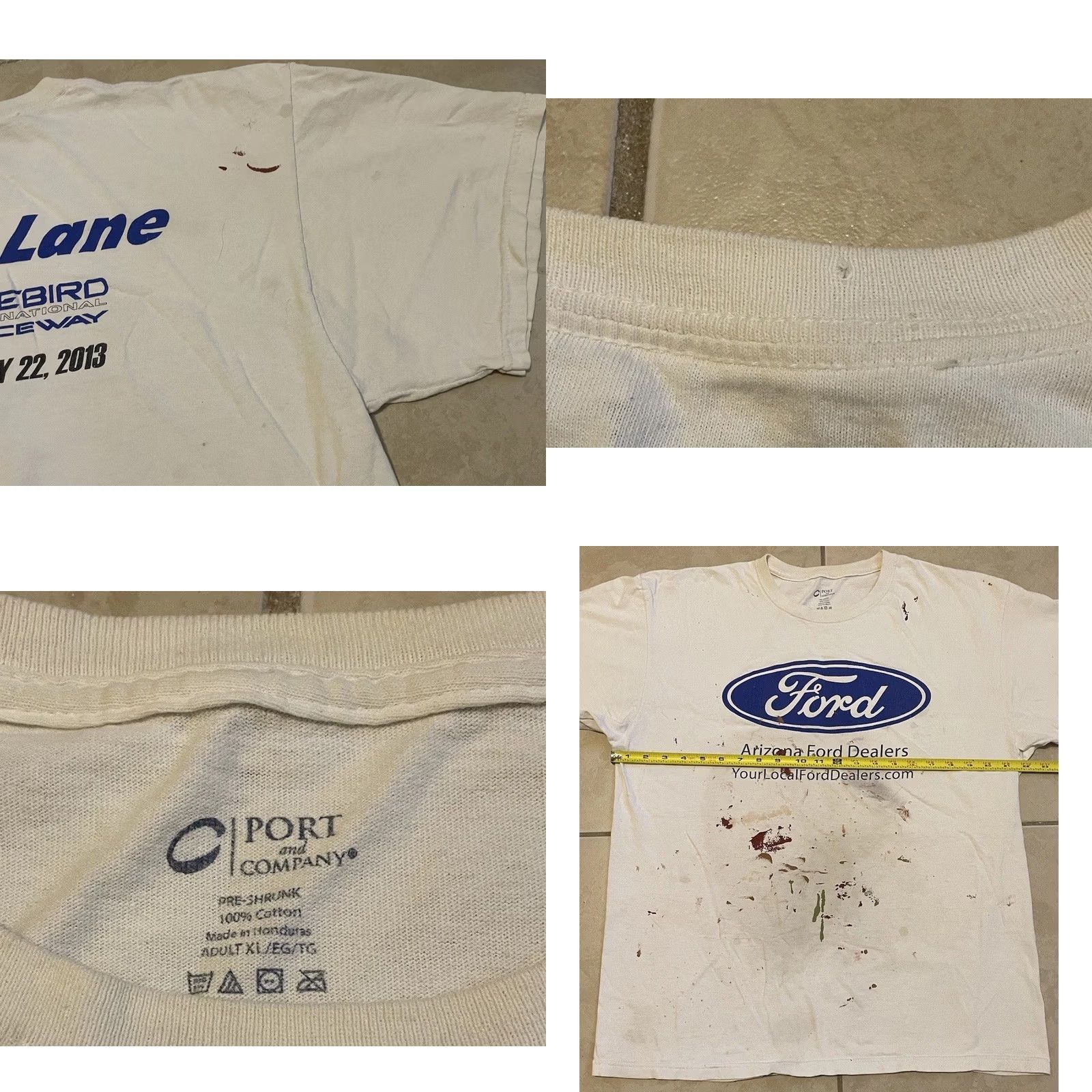 Ford VINTAGE Ford Thrashed Faded Distressed Paint Shirt L White NASCAR Grunge 90s Y2K Mens T-Shirt Racing Car Can-Am USA Size US L / EU 52-54 / 3 - 10 Thumbnail