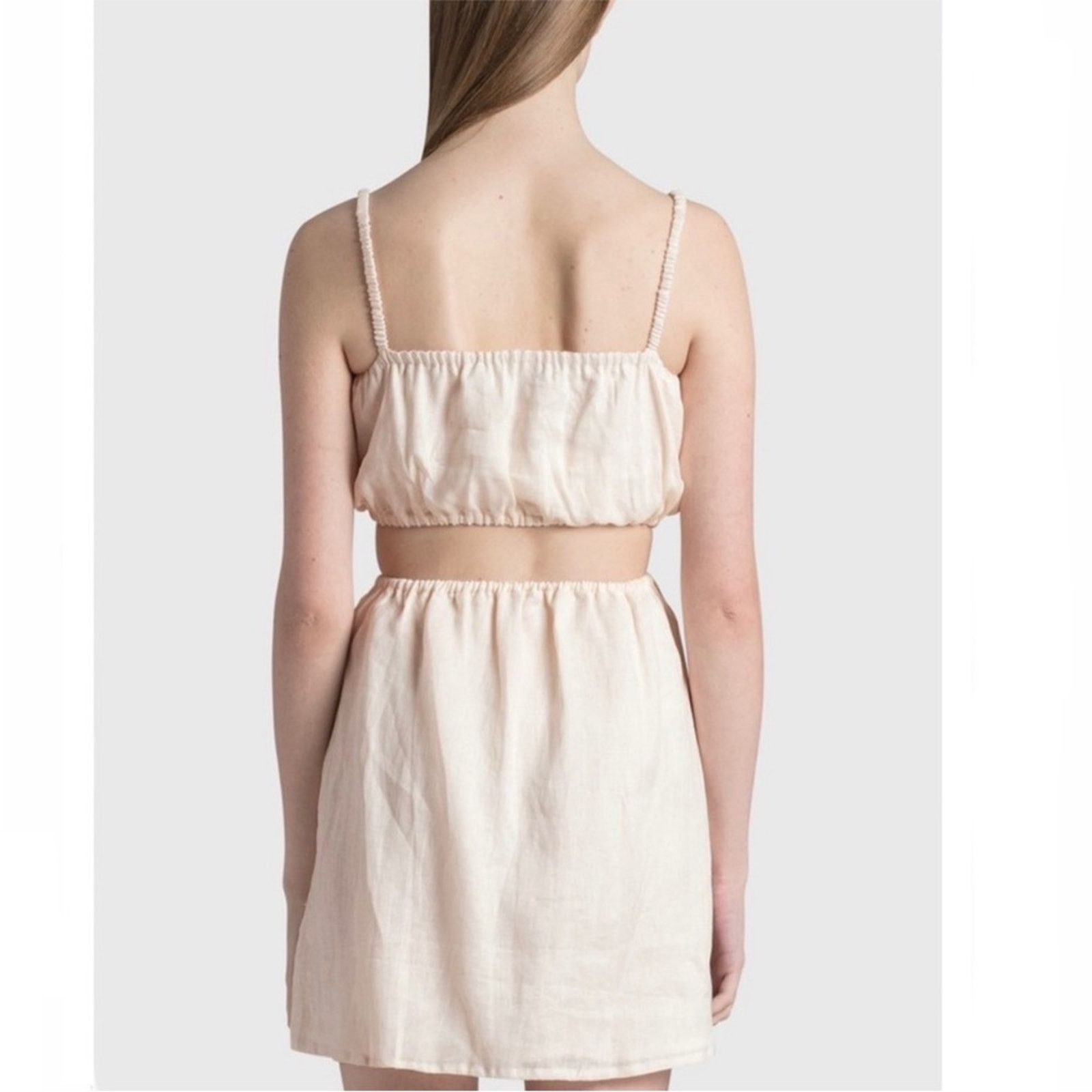 FAITHFULL FAITHFULL THE BRAND BEIGE LINEN CUTOUT MINI DRESS XL Size XL / US 12-14 / IT 48-50 - 3 Thumbnail