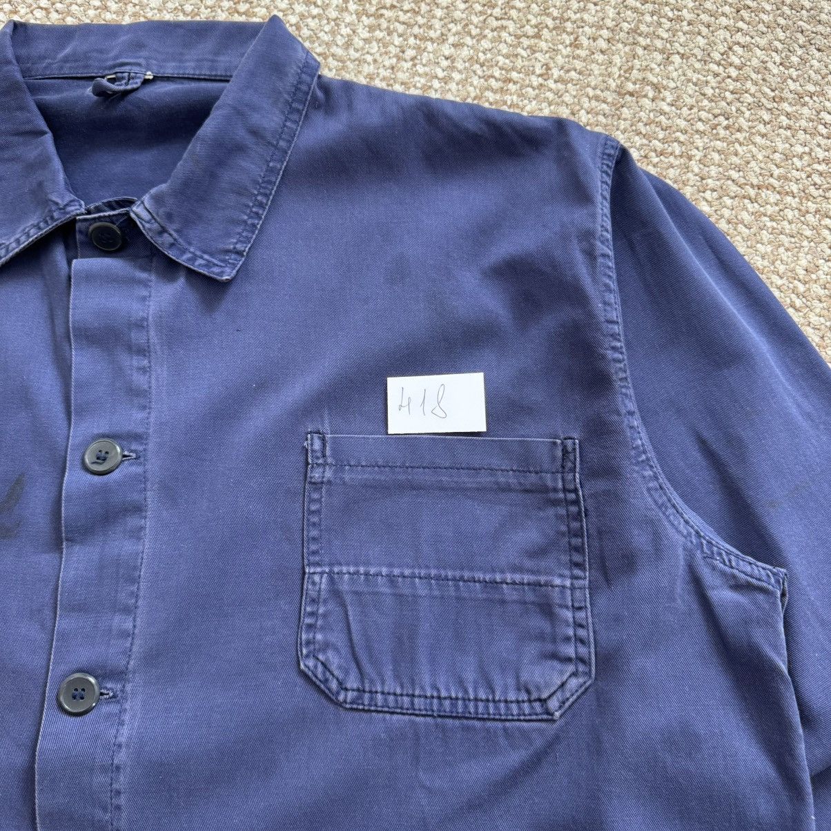 Le Laboureur French vintage faded sanfor work chore stained worn jacket Size US XL / EU 56 / 4 - 8 Thumbnail