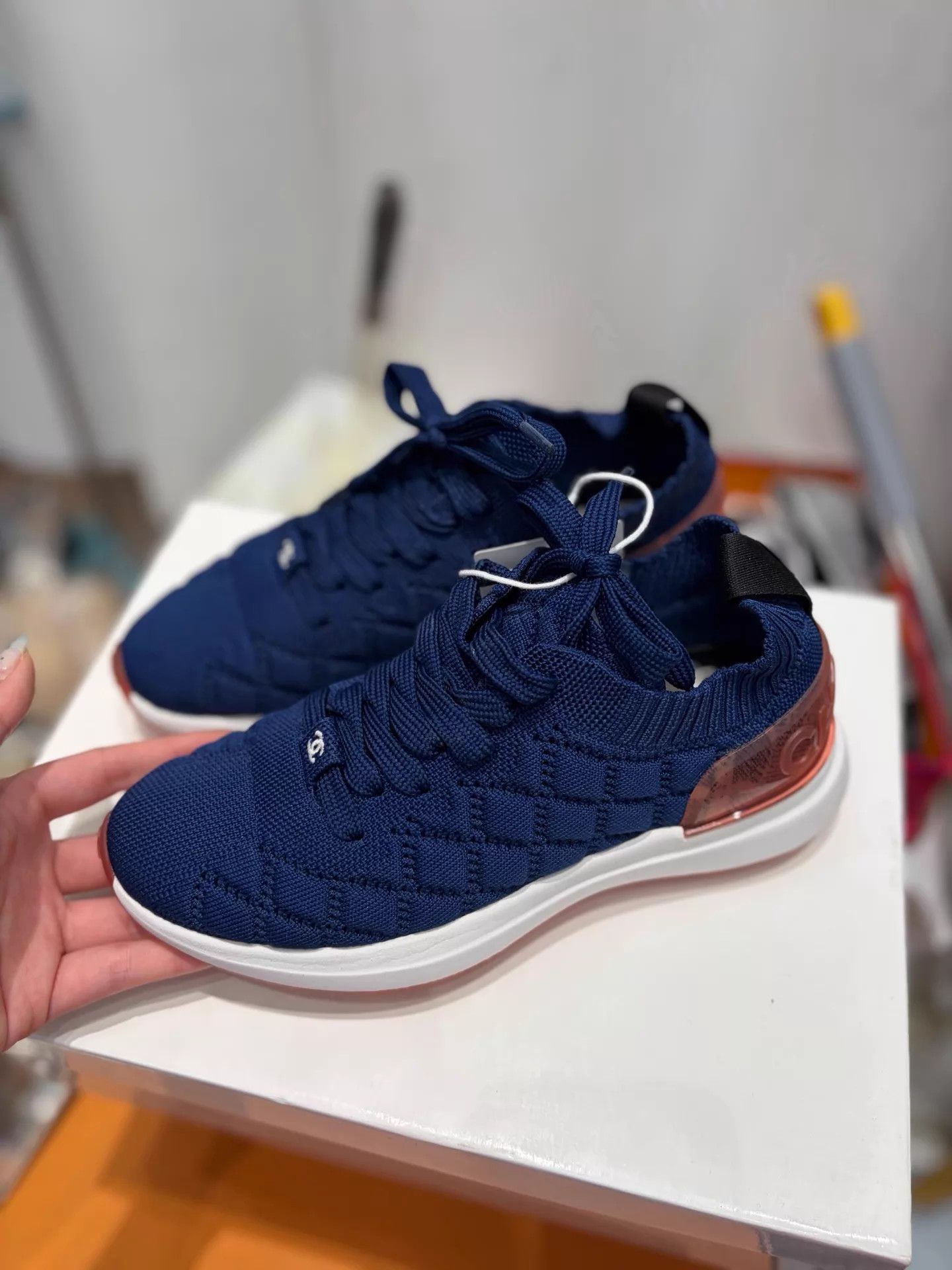 Chanel Chanel Blue Fabric Classic Sneaker 99 New 35 Size US 4.5 / IT 34.5 - 3 Thumbnail