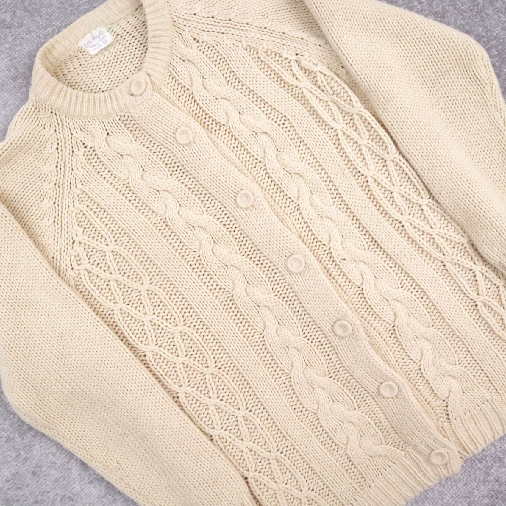 Vintage VINTAGE Beige Cable Knit Cardigan Sweater Long Sleeve Womens M Size M / US 6-8 / IT 42-44 - 7 Thumbnail