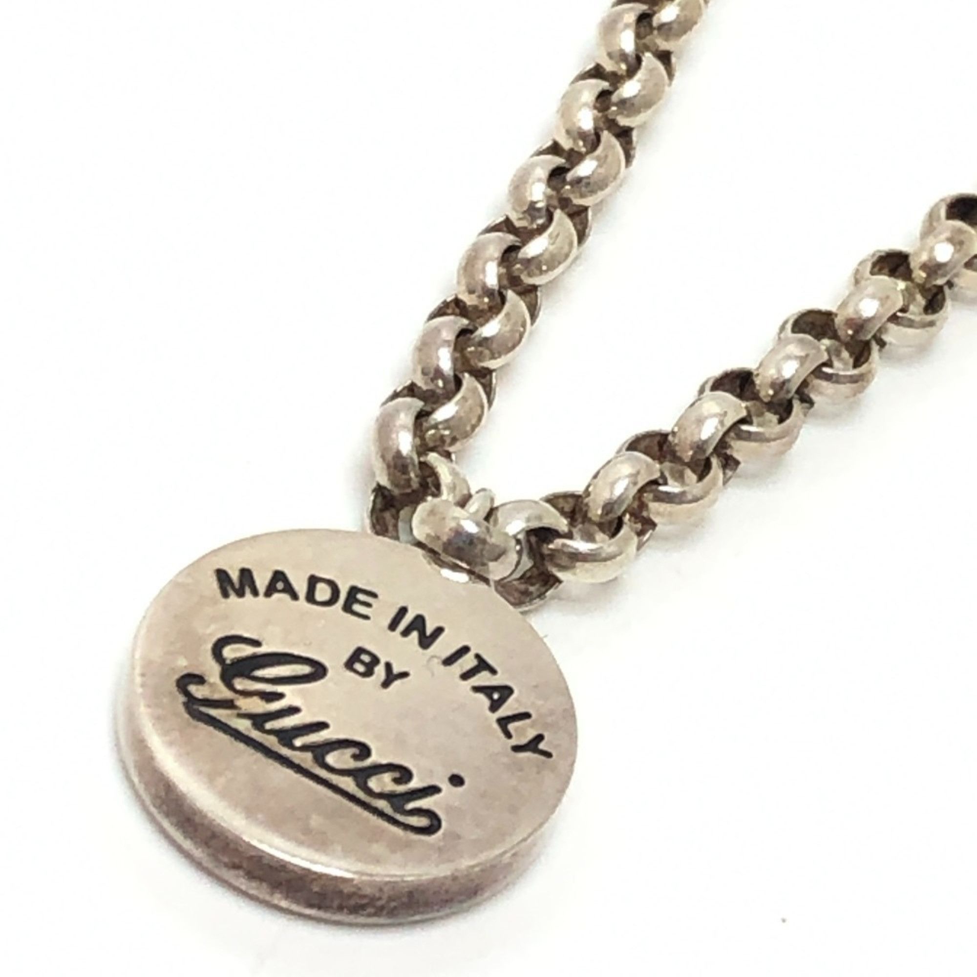 Gucci Circle Logo Pendant with Cursive Chain Necklace in SV925 Silver for Women