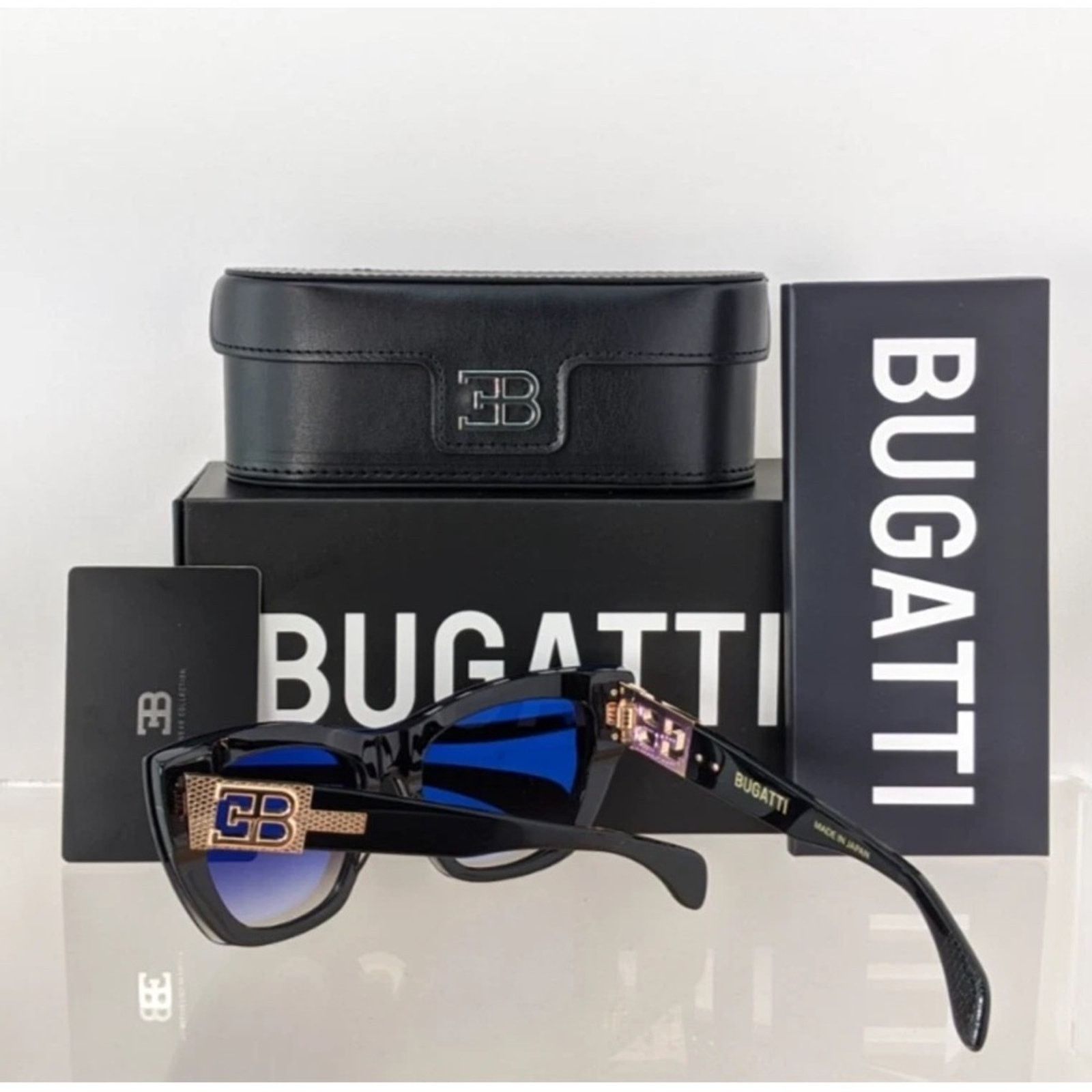 Bugatti New! BUGATTI 48L-BK Elegant Cat Eye Luxury Black Sunglasses Size ONE SIZE - 11 Thumbnail