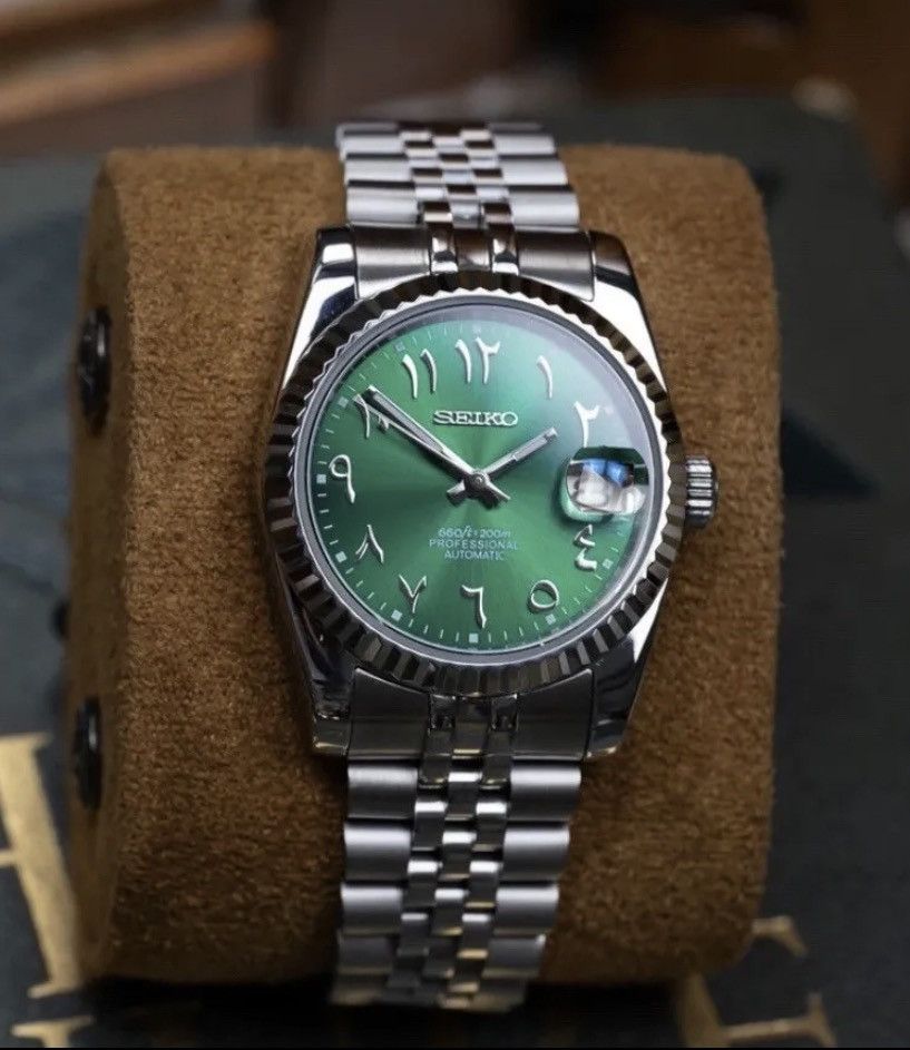 Seiko Seiko Mod Date Just Green Silver Luxury Watch Grailed
