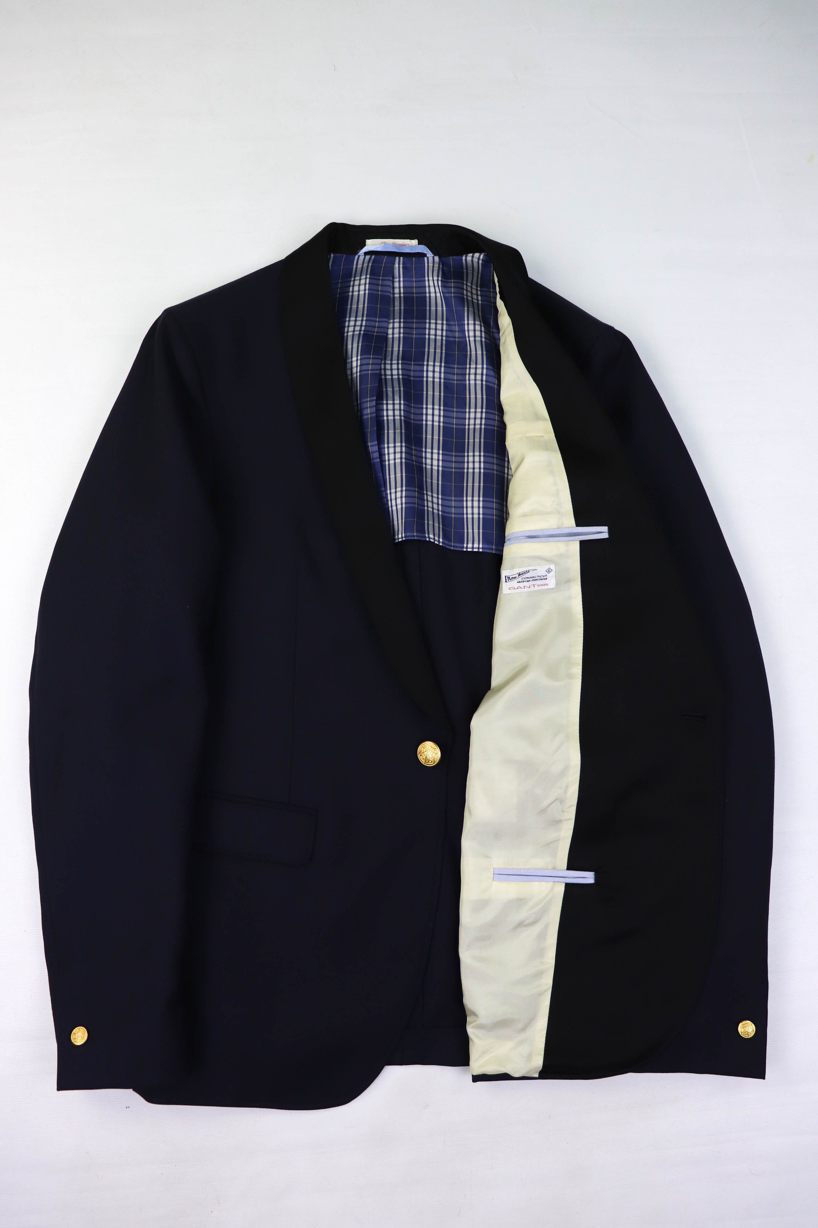 Gant GANT New Haven Navy Wool Gold Buttons Tuxedo Blazer Jacket Size 40R - 3 Thumbnail