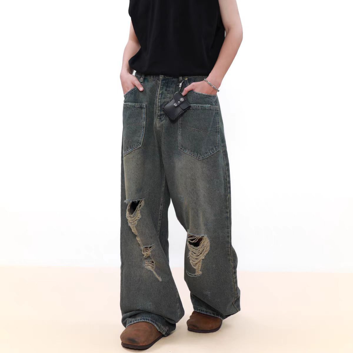 Japanese Brand × Jean High Street Ripped Straight Loose Vintage Jeans Size US 30 / EU 46 - 1 Thumbnail