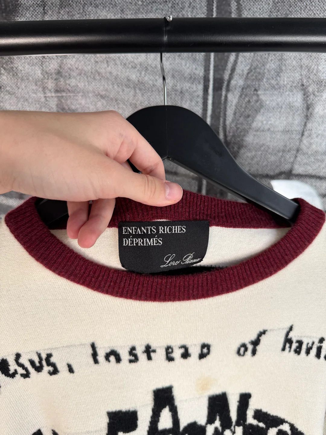 Enfants Riches Deprimes 🚭 GRAIL 🚭 ERD x LORO PIANA FW 2022 "IF JESUS..." SWEATER Size US S / EU 44-46 / 1 - 8 Thumbnail