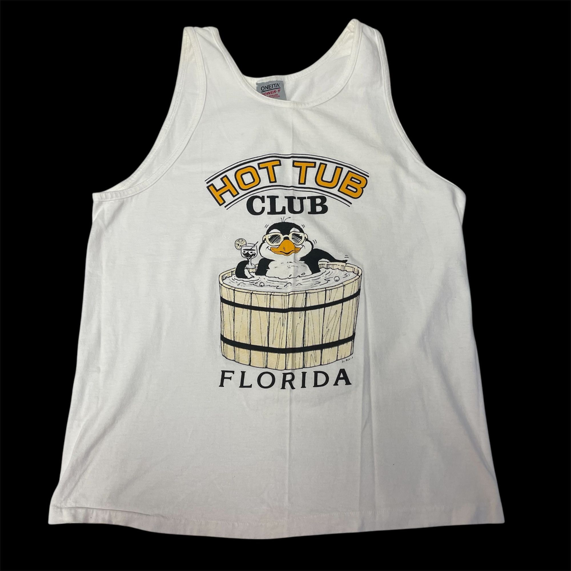 Other Vtg Oneita HOT TUB CLUB Florida PENGUIN Tank Top Size US L / EU 52-54 / 3 - 9 Thumbnail