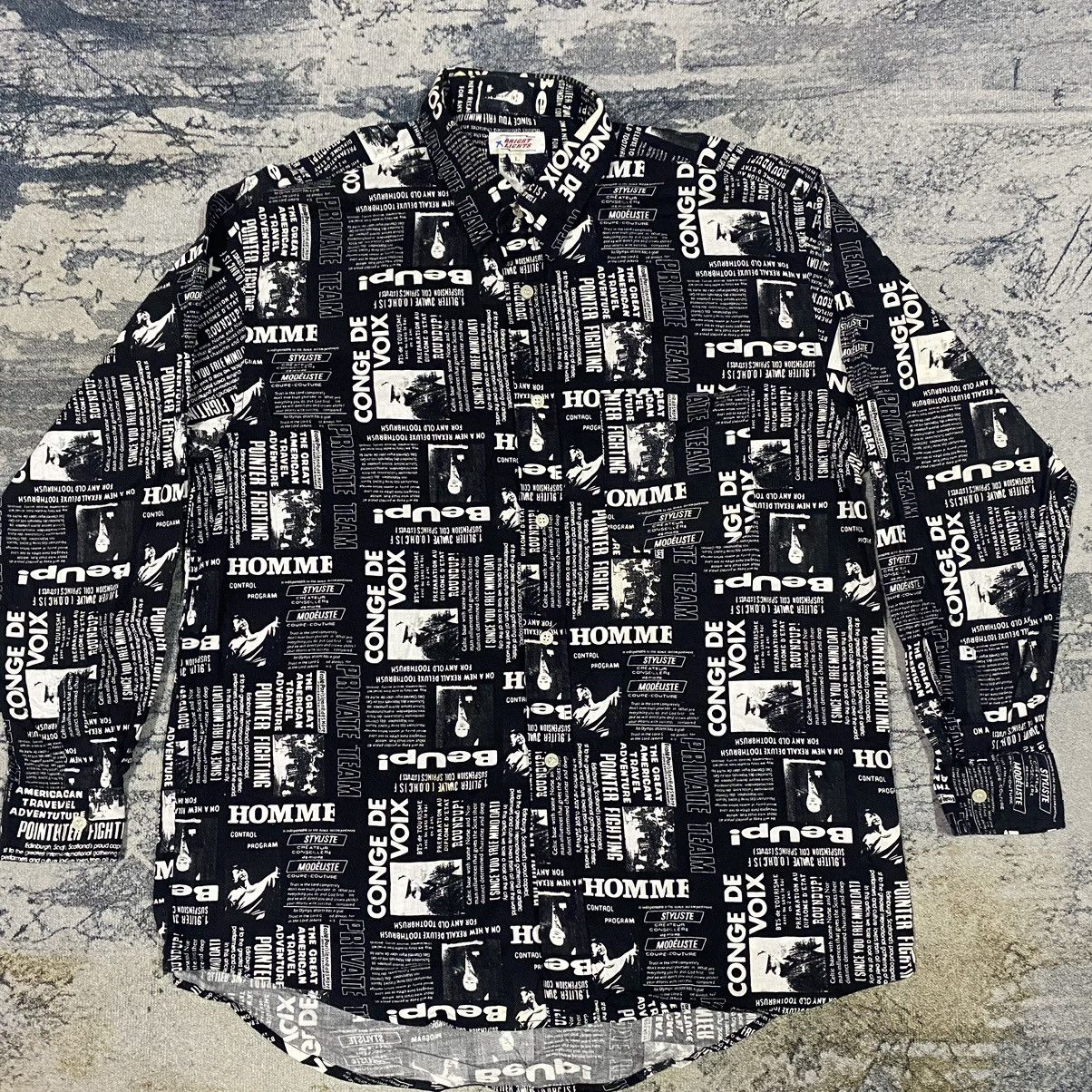 Japanese Brand × Vintage Vintage Brick Light NewSPaper Full Print Button Up Size US L / EU 52-54 / 3 - 2 Thumbnail