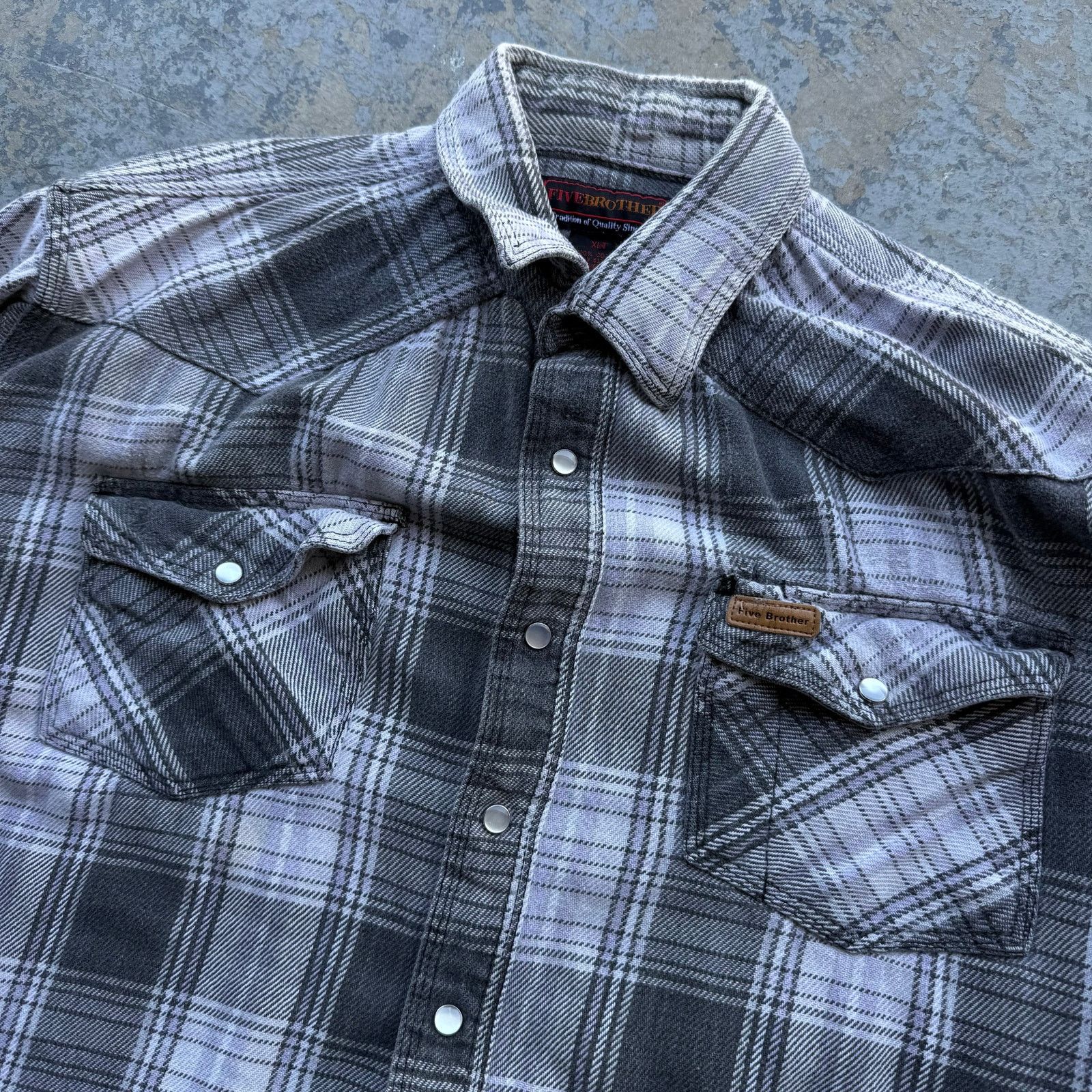 FiveBrother Vintage Five Brother Pearl Snap Cotton Flannel XLT Size US XL / EU 56 / 4 - 2 Thumbnail