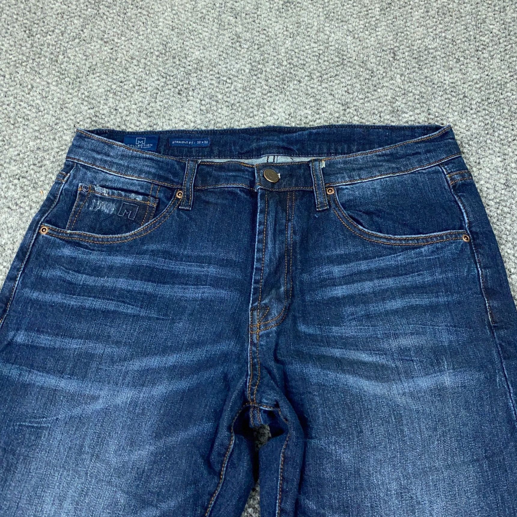 Vintage MICHAEL STRAHAN Jeans Mens Blue 32x32 Straight Fit Stretch Denim 5-Pocket Medium Wash Size US 33 - 3 Thumbnail