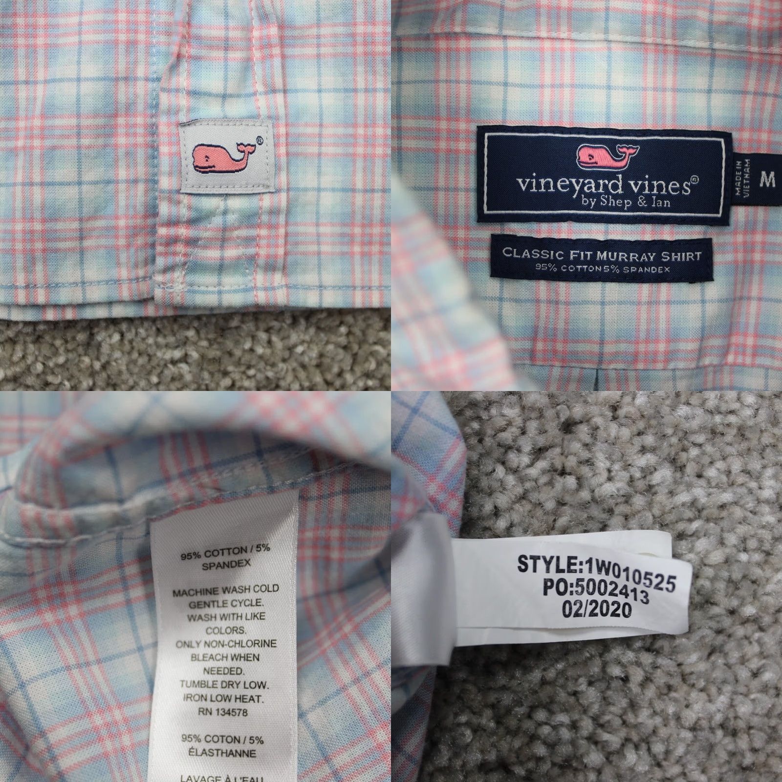 Vineyard Vines Vineyard Vines Shirt Mens Medium Cotton Stretch Classic Fit Murray L/S Pink/Blue Size US M / EU 48-50 / 2 - 8 Thumbnail