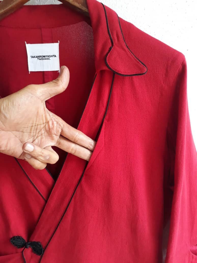 Takahiromiyashita The Soloist. SS17 TheSoloist Red Kimono Jacket with Cut-Out Sleeves Size US S / EU 44-46 / 1 - 7 Thumbnail