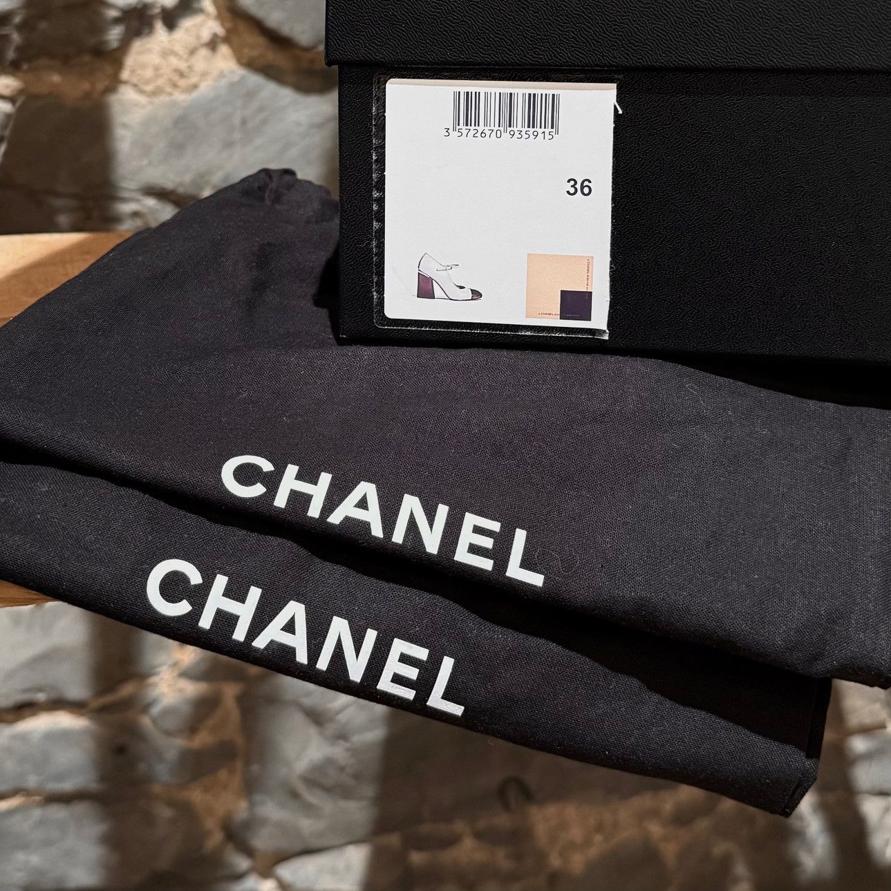Chanel Chanel 2022 Beige Black Pearl CC Heeled Mary Jane Pumps Size US 6 / IT 36 - 13 Thumbnail