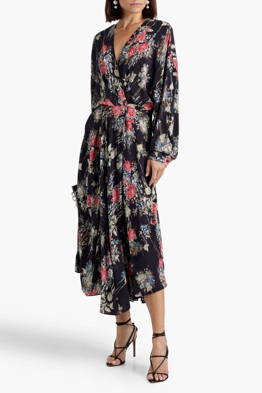 Iro IRO Paris Aleyna Floral Wrap Satin Dress $645 size38/6 US Size S / US 4 / IT 40 - 1 Thumbnail