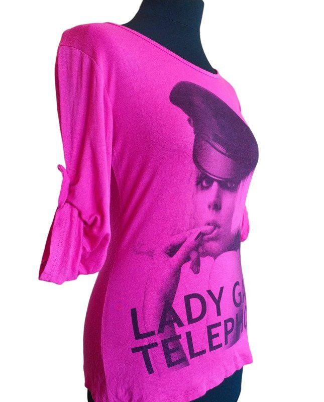 Other Vintage Y2K Lady Gaga Neon Pink Top Blouse Size S / US 4 / IT 40 - 2 Thumbnail