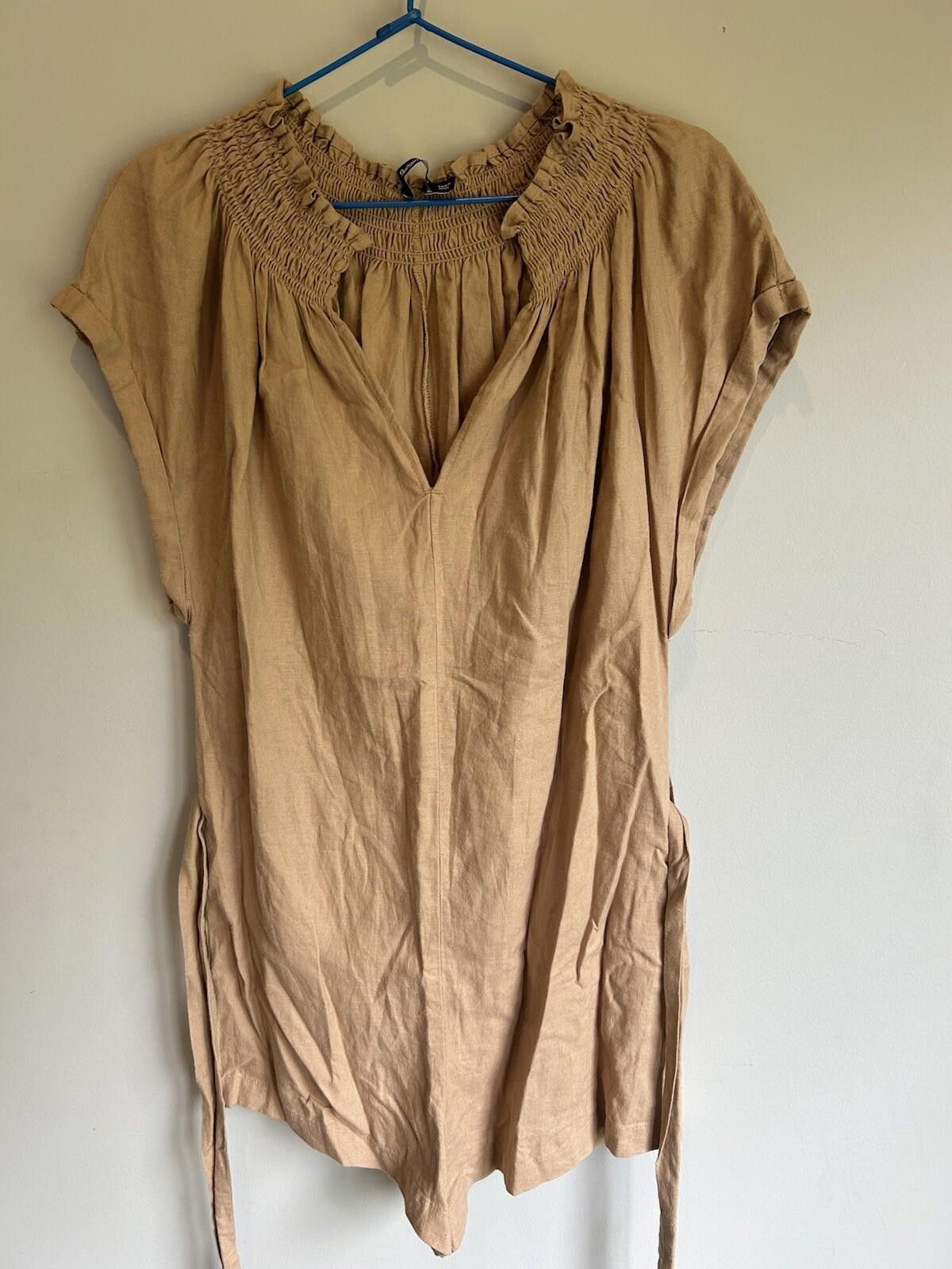 Designer Sportsgirl Playsuit Linen W/Belt Brown - Size 4 (003) Size 25" / US 0 / IT 36 - 3 Thumbnail
