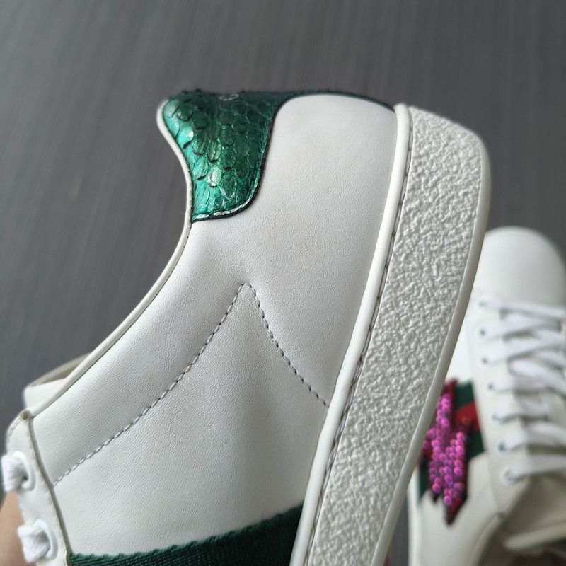 Gucci Gucci Stylish Leather Sneakers in White and Green Size US 5.5 / EU 38 - 5 Thumbnail