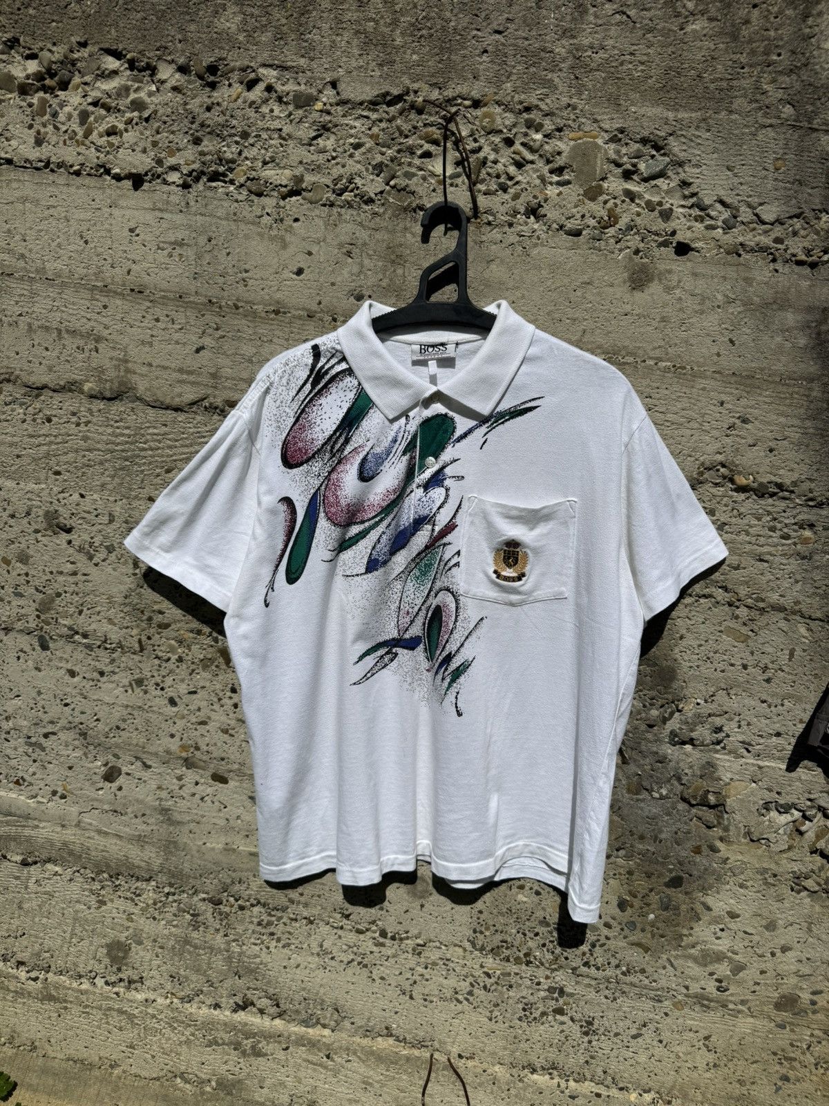 Hugo Boss Vintage 90s Hugo Boss Abstract Polo Tee Size US XL / EU 56 / 4 - 1 Thumbnail