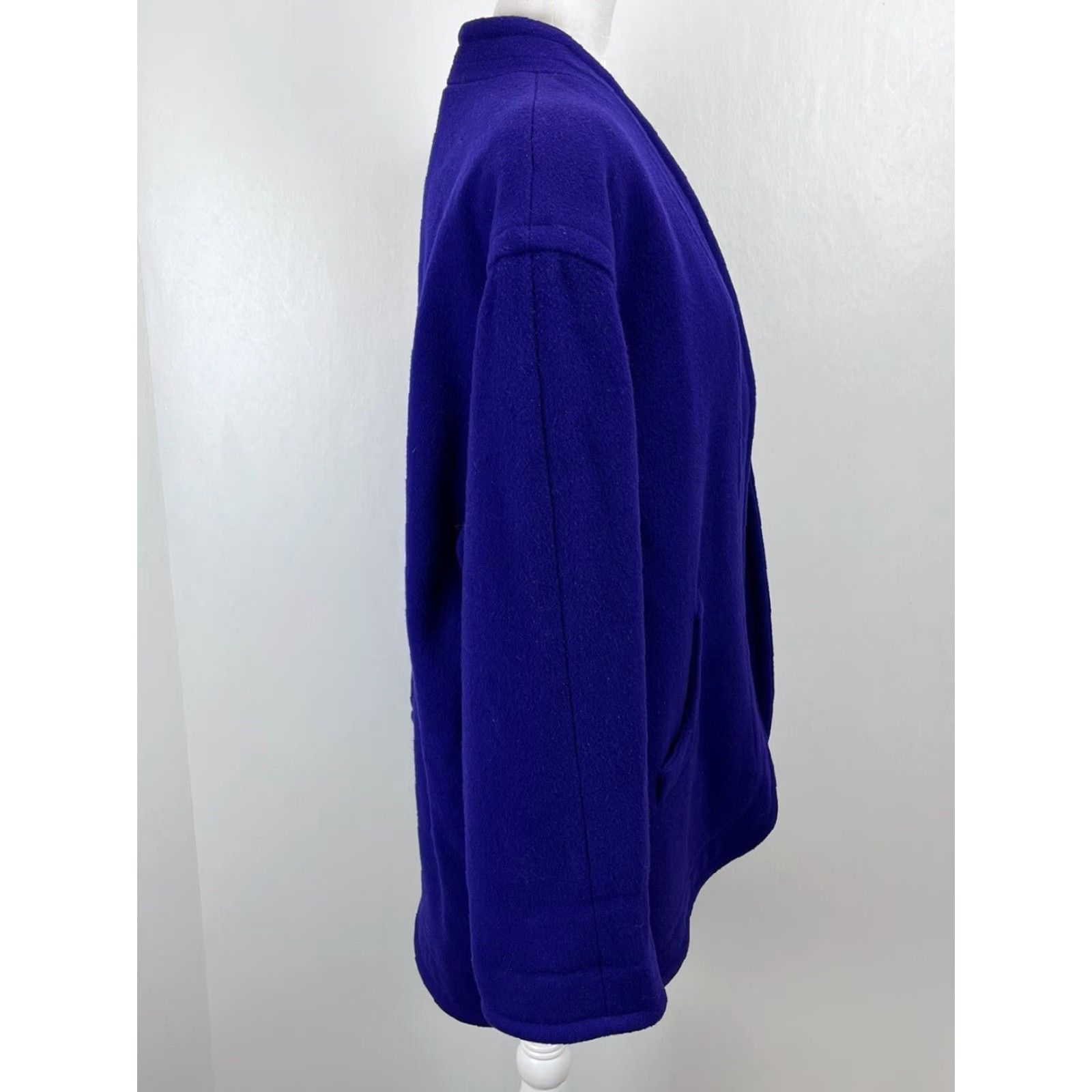 Vintage VINTAGE Unbranded Wool Jacket Sz Medium Womens Open Front Lined Purple 80s Classic Size M / US 6-8 / IT 42-44 - 4 Thumbnail