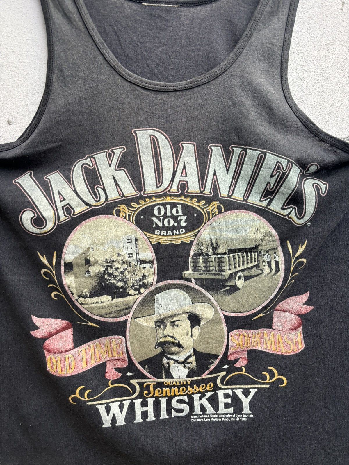 Vintage Thrashed Distressed 80s Faded JACK DANIEL’S Tank Tops Grunge Size US XXL / EU 58 / 5 - 2 Thumbnail