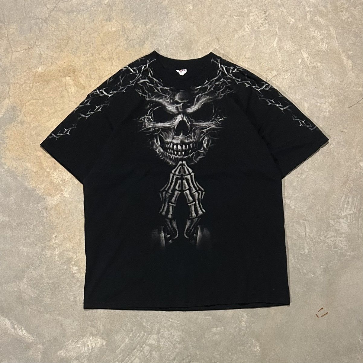 Affliction × Vintage Crazy Vintage Y2K Skull Reaper Tee Cyber Grunge Goth Skater Size US XL / EU 56 / 4 - 1 Thumbnail