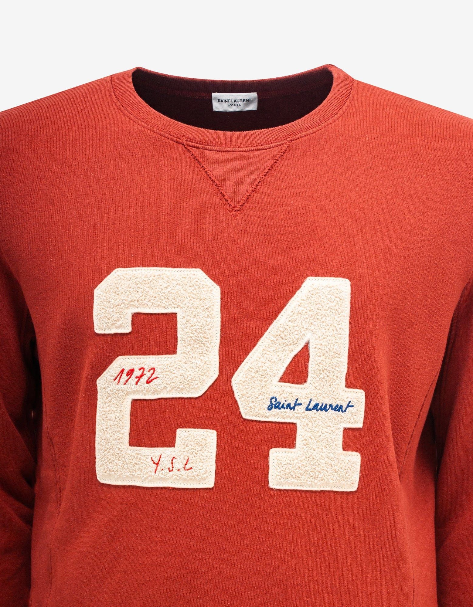 Saint Laurent Paris Saint Laurent Red "24 Saint Laurent" Sweatshirt Size US XL / EU 56 / 4 - 5 Thumbnail