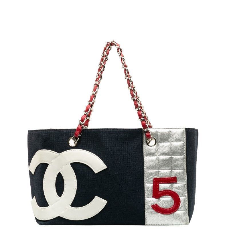 image of Chanel N°5 Foil Quilted Shopping Tote in Black, Women's