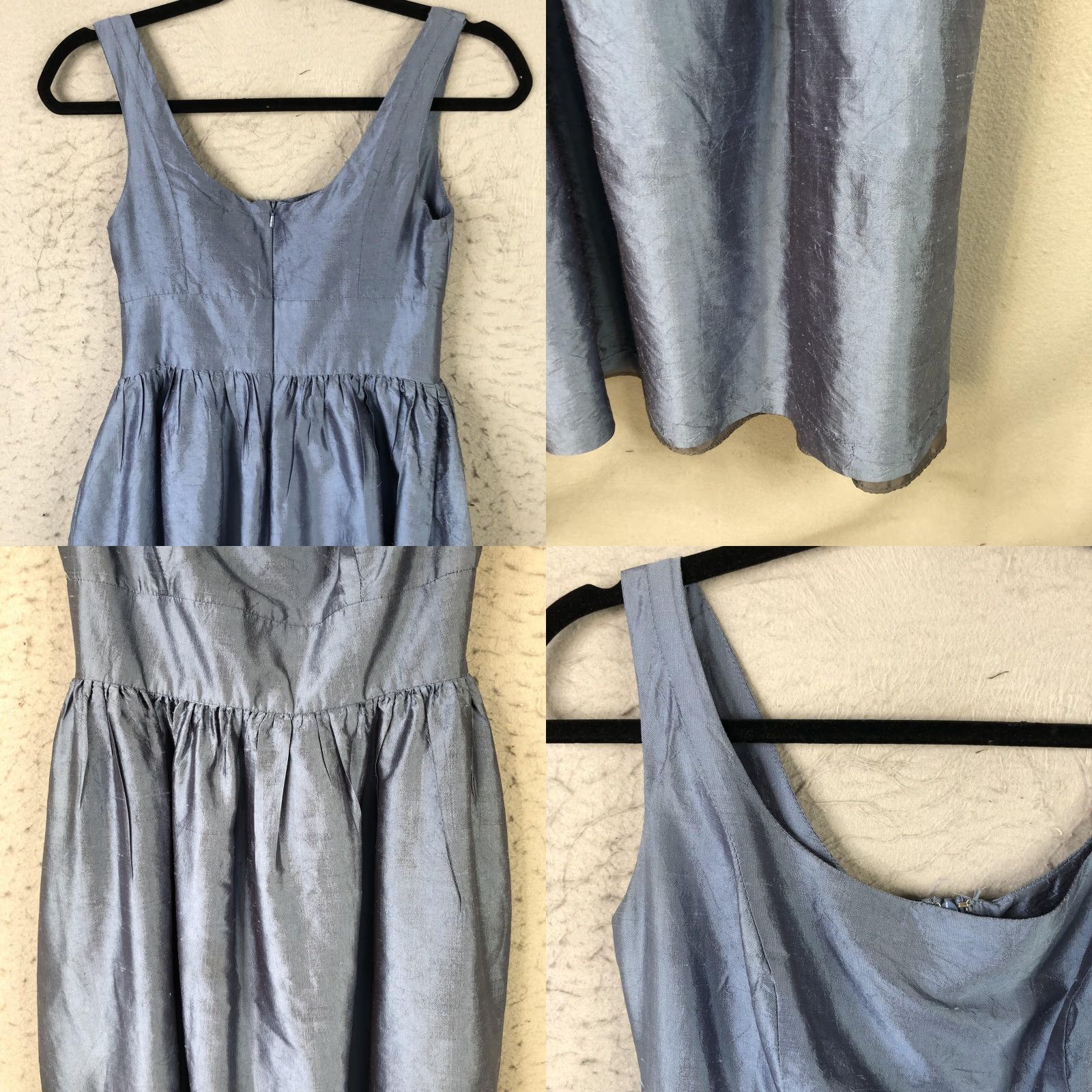 Vintage Lula Kate Dress Womens 4 Blue Silk Maxi Scoop Neck Sleeveless Formal Gown Size S / US 4 / IT 40 - 8 Thumbnail