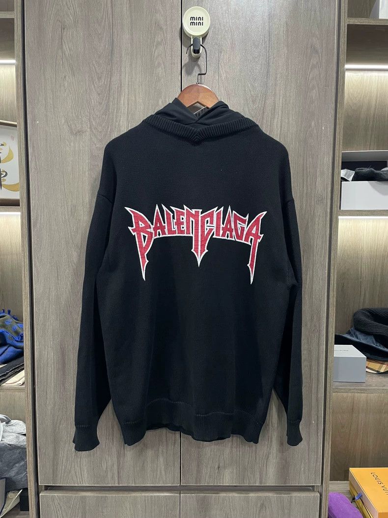 Balenciaga Balenciaga Fake Two-Piece Knit Hoodie Size US S / EU 44-46 / 1 - 1 Thumbnail